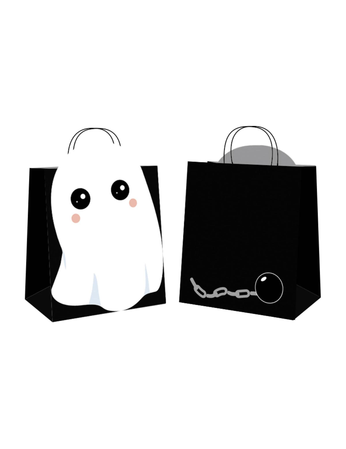 Černé papírové sáčky na halloween se sladkostmi Sweety Ghost s reliéfním duchem