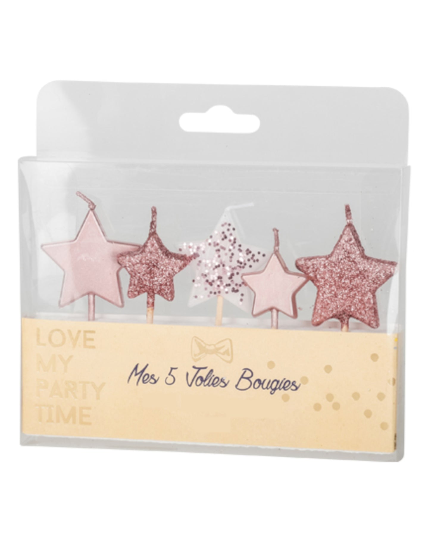 5hvězdičkové svíčky s přechodem z růžového zlata 7 cm flitrované