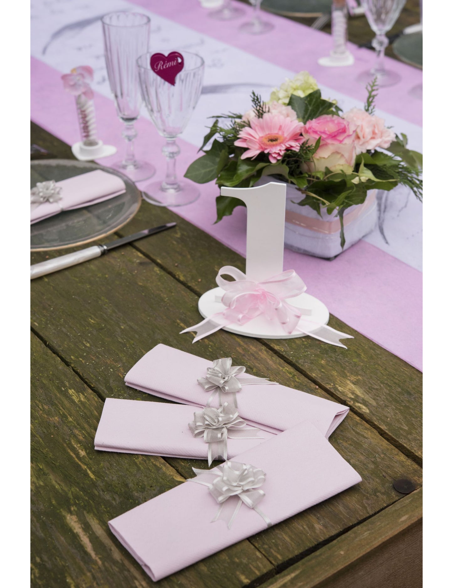 5 mini růžových organdových mašliček 16 mm na stažení na ozdobu