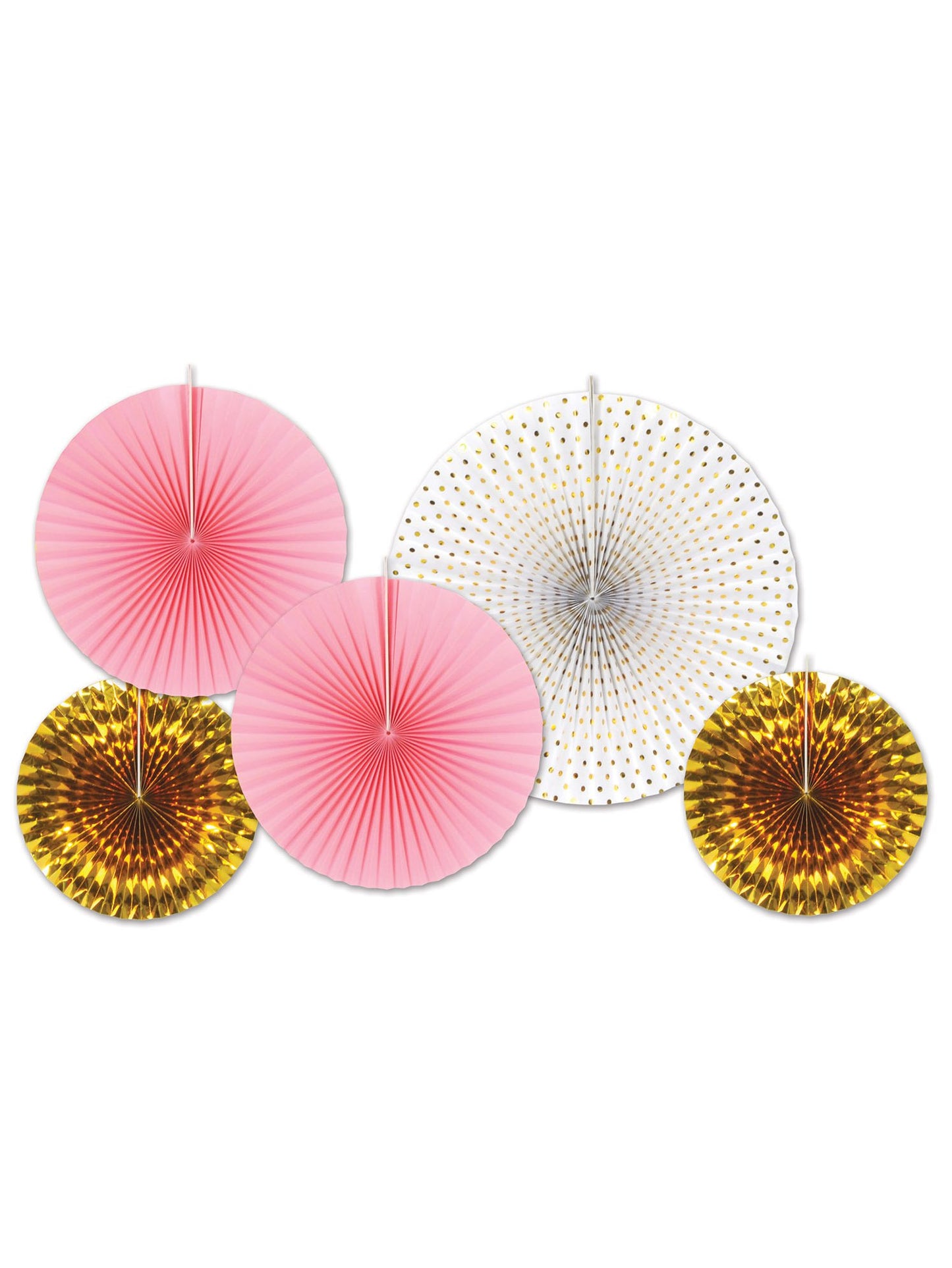 5 růžových a zlatých papírových rozet