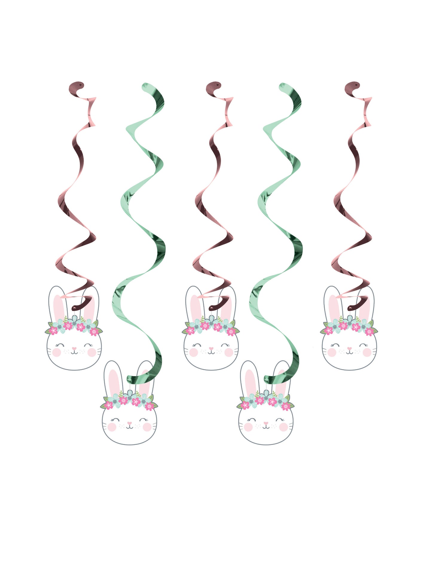 5 malých králičích spirálových kartonových závěsů k narozeninám