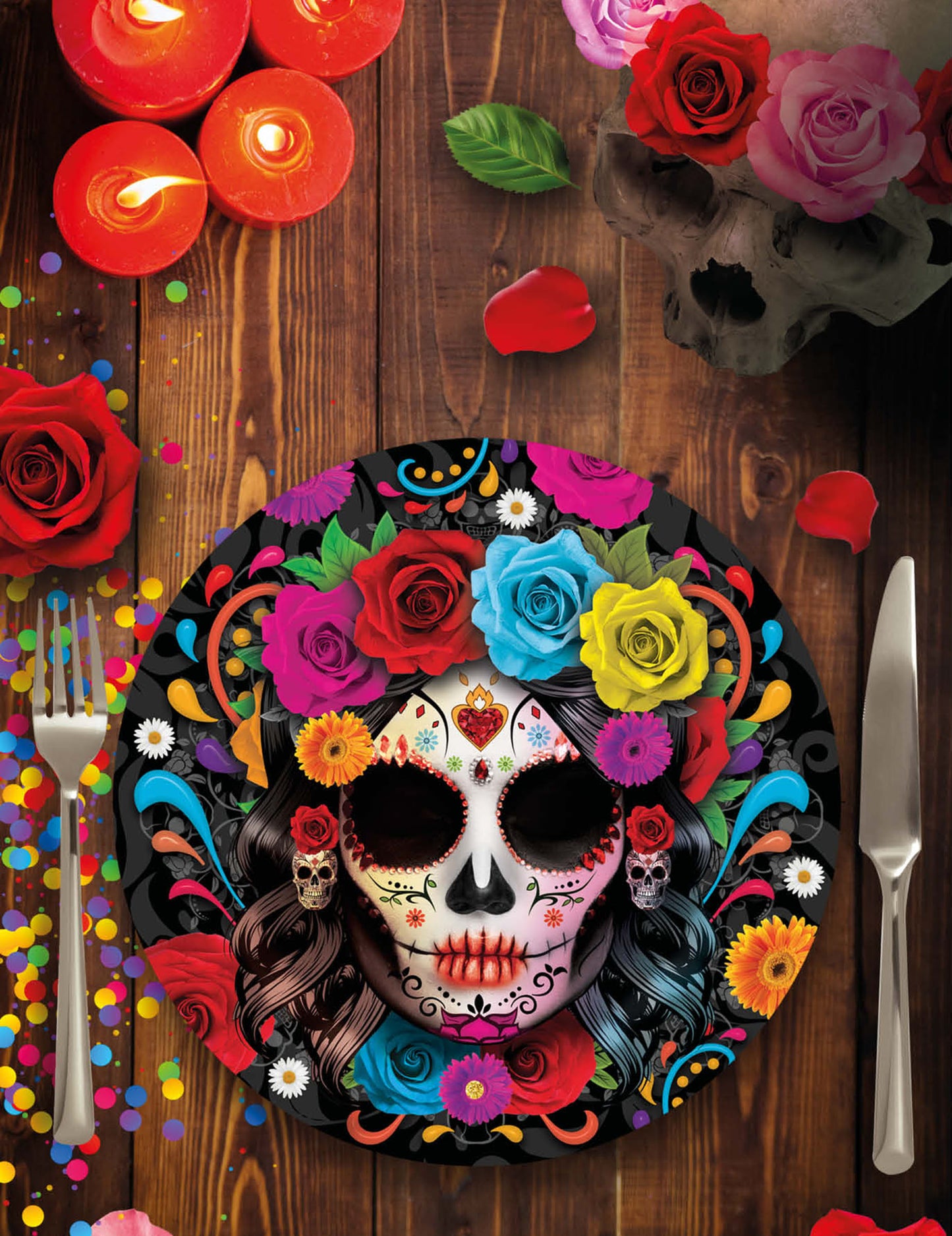 6 talířů Catrina Dia de los muertos 23 cm