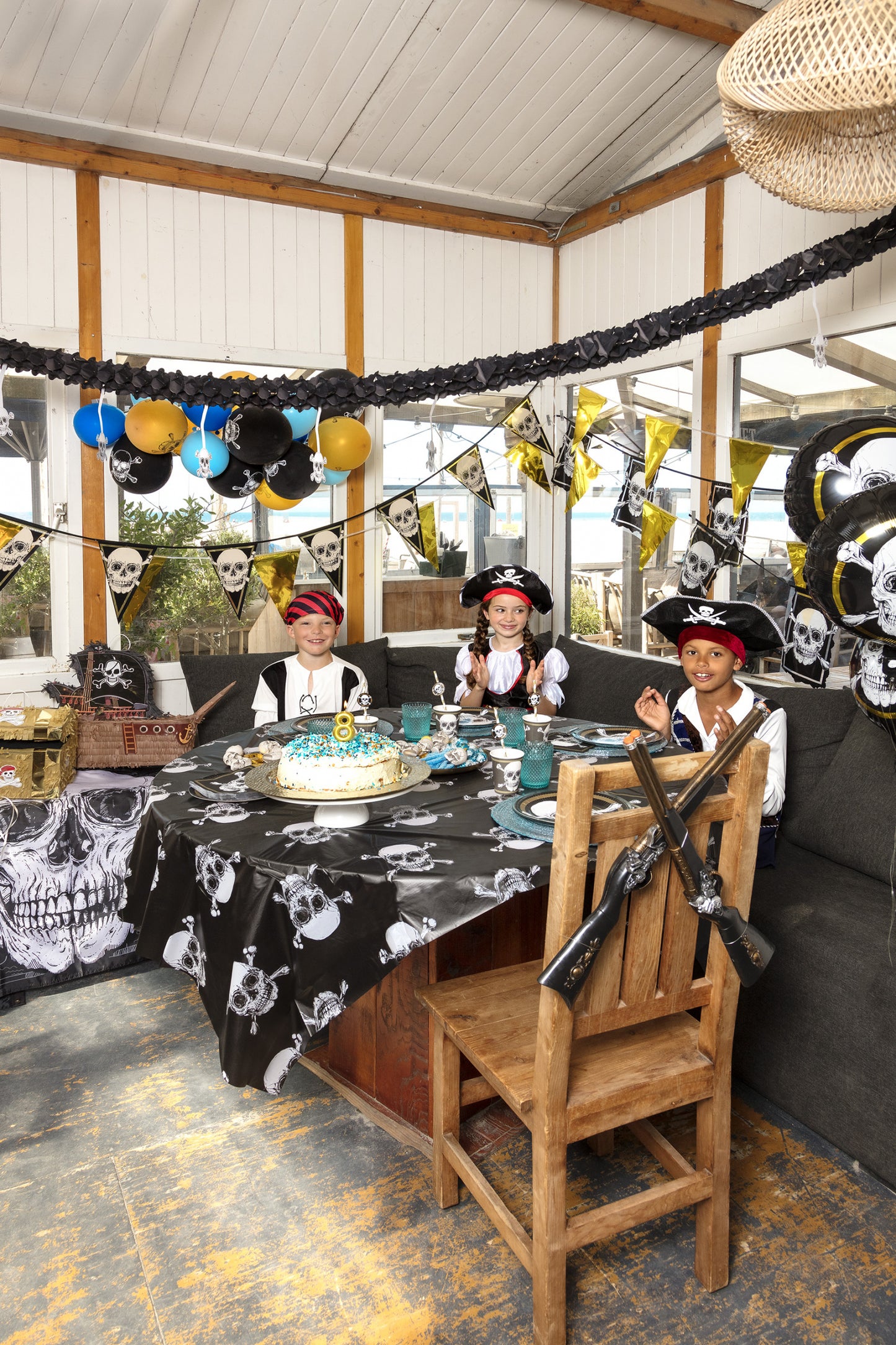 6 Black Pirate Latex Balloons
