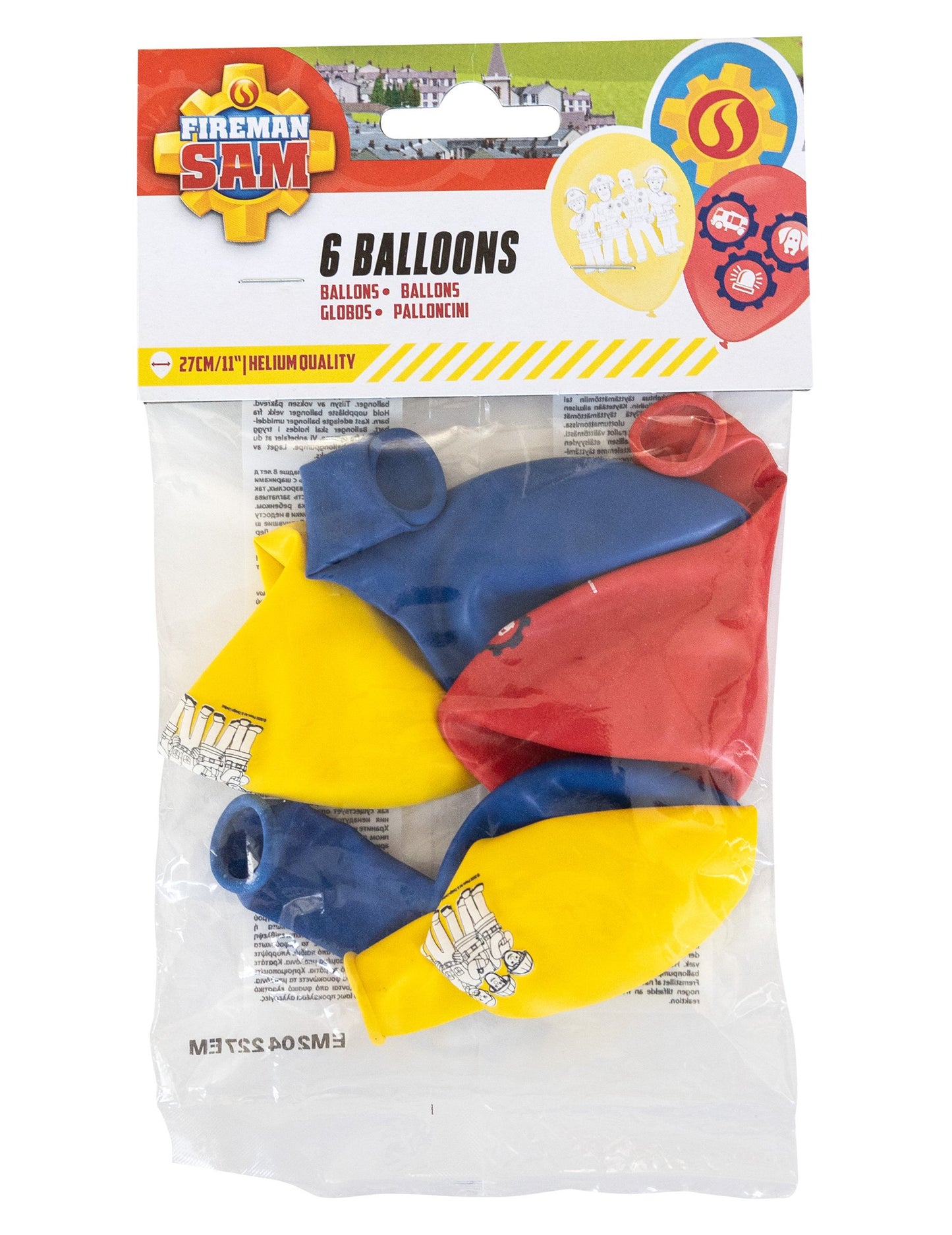 6 latexových balónků s motivem hasiče Sama 27,5 cm