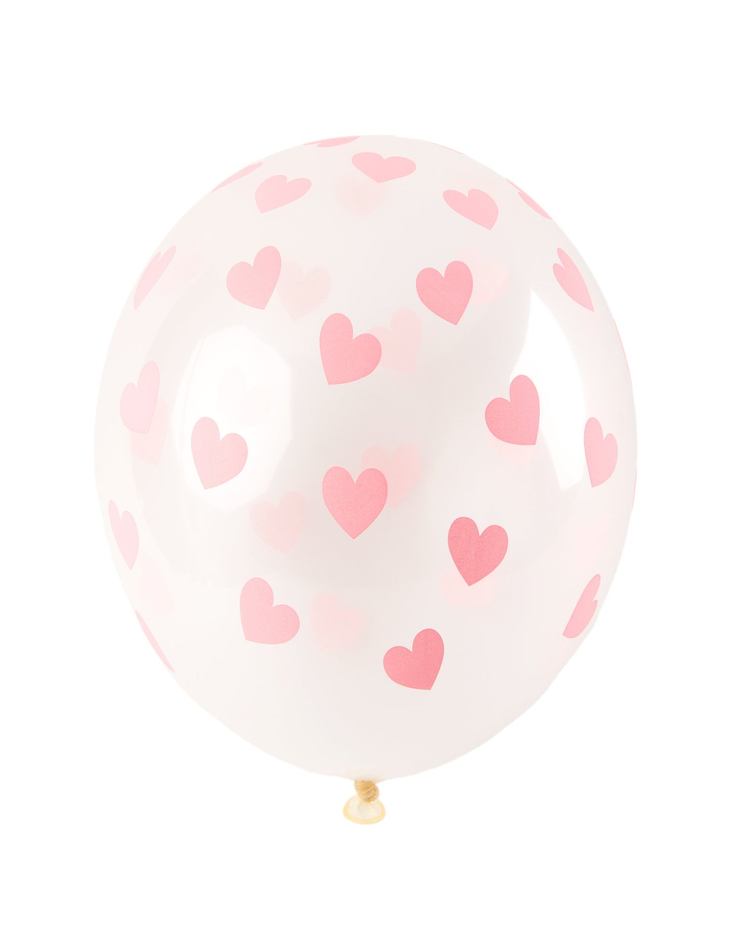 6 průhledných latexových balónků se světle růžovými srdíčky 30 cm na svatbu