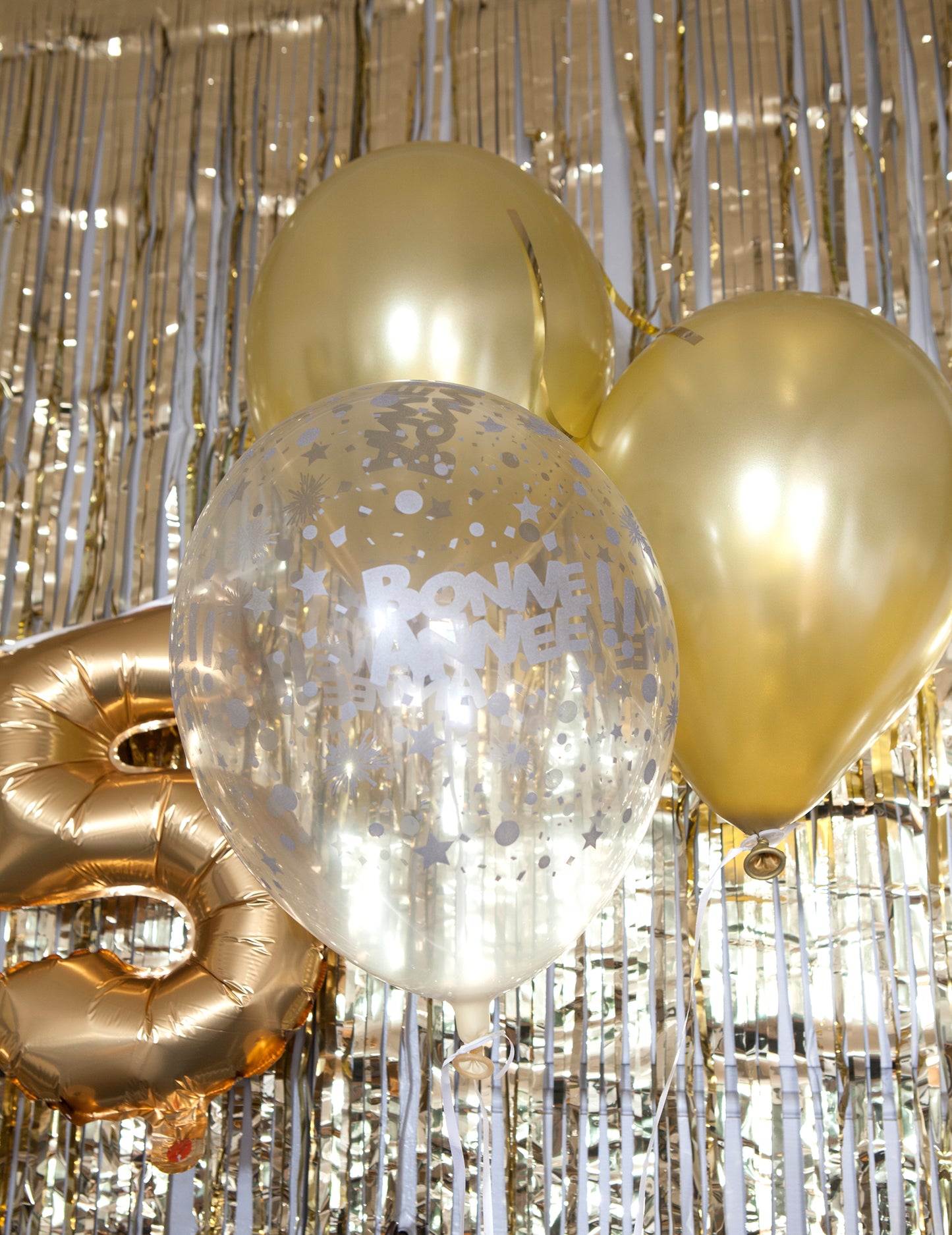 6 průhledných balónků s nápisem Šťastný Nový rok, růžovo-zlaté, 30 ks cm