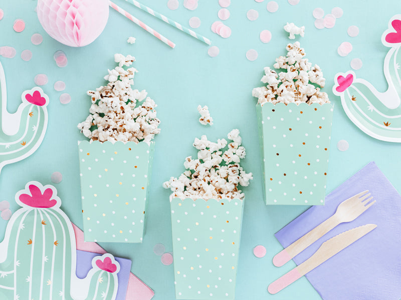 6 krabic s popcornem v 7 x 7 x 12,5 cm Polka Dot Cardboard