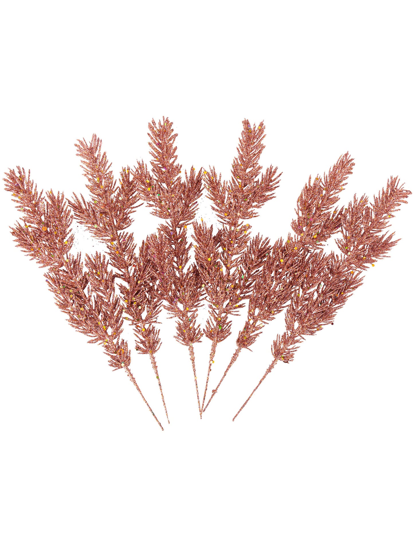 6 růžové zlaté třpytivé větve jedle 30 cm Vánoční výzdoba