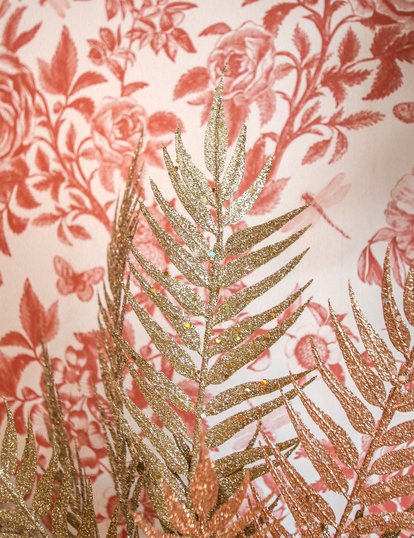 6 větví na čokoládovém třpytivém stonku 18 cm na vánoční výzdobu