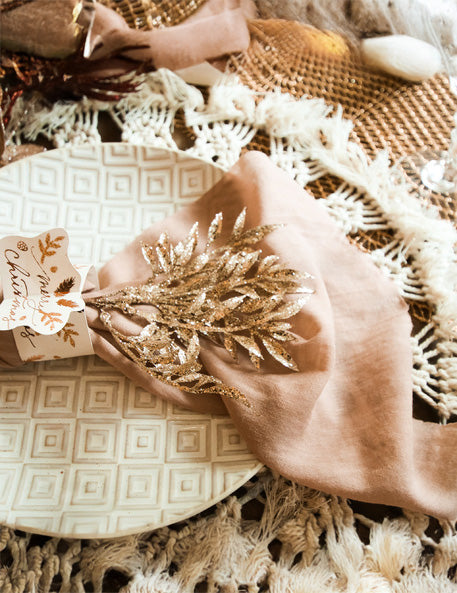 6 větví na stonku růžového zlata 18 třpytek cm na ozdobu