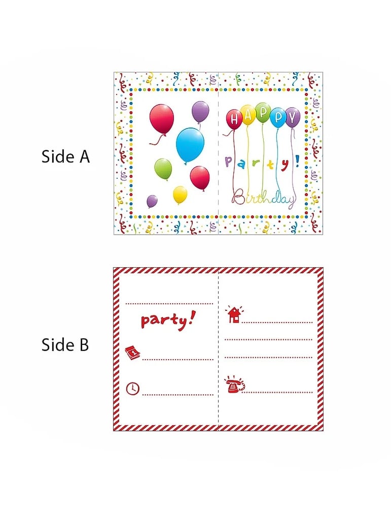 6 pozvánek s červenými obálkami všechno nejlepší k narozeninám