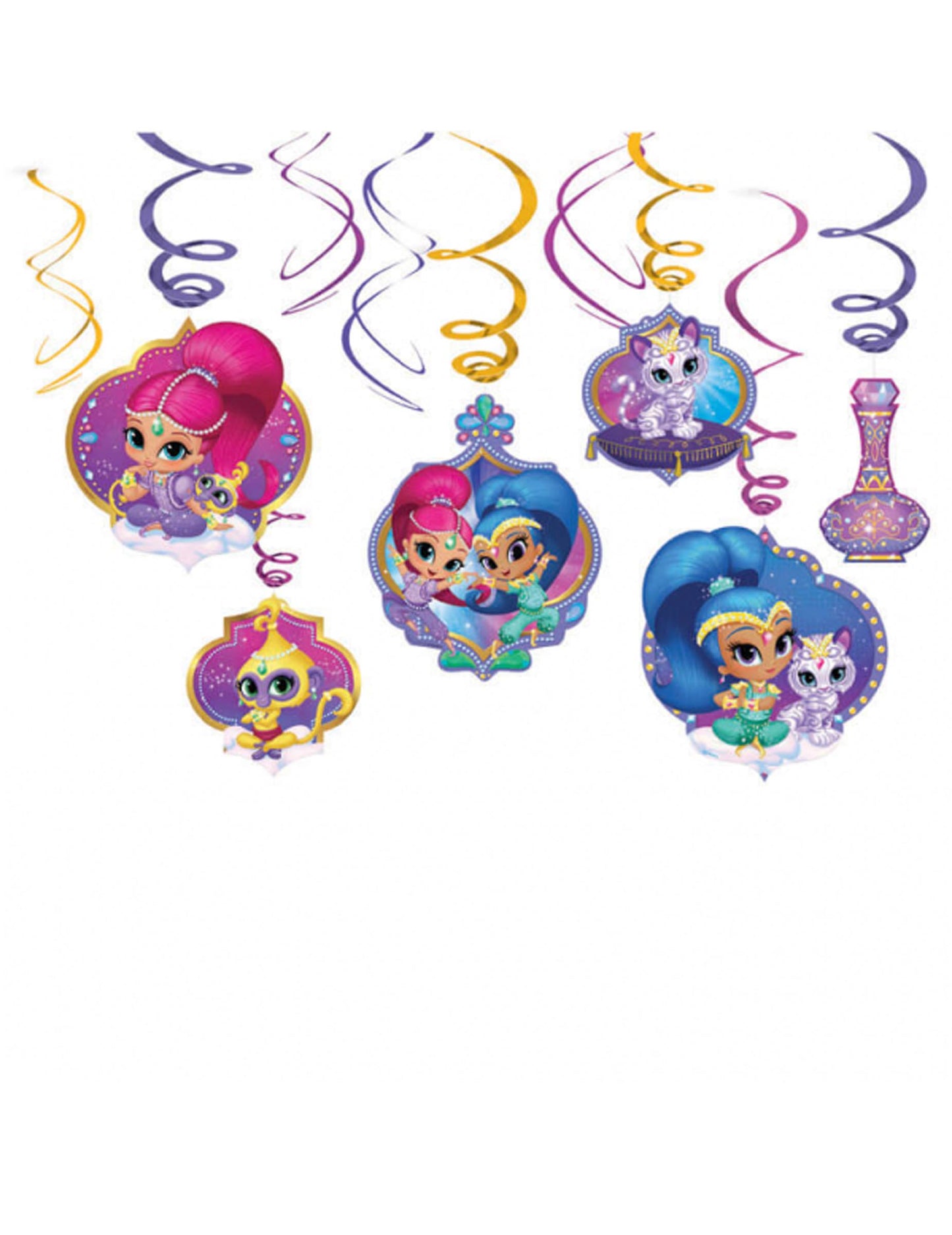 Décorations à suspendre Shimmer et Shine pour enfant multicolores avec spirales