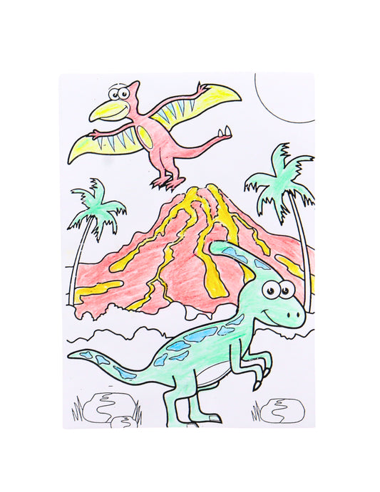 6 listů omalovánek dinosaurus se 4 pastelkami