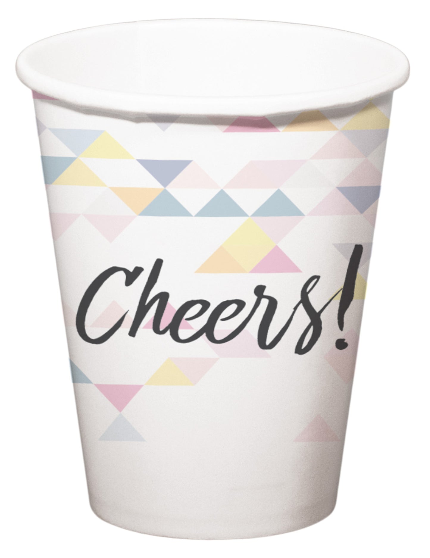6 geometrických cheers kartonových kelímků 250 ml pastelově bílé