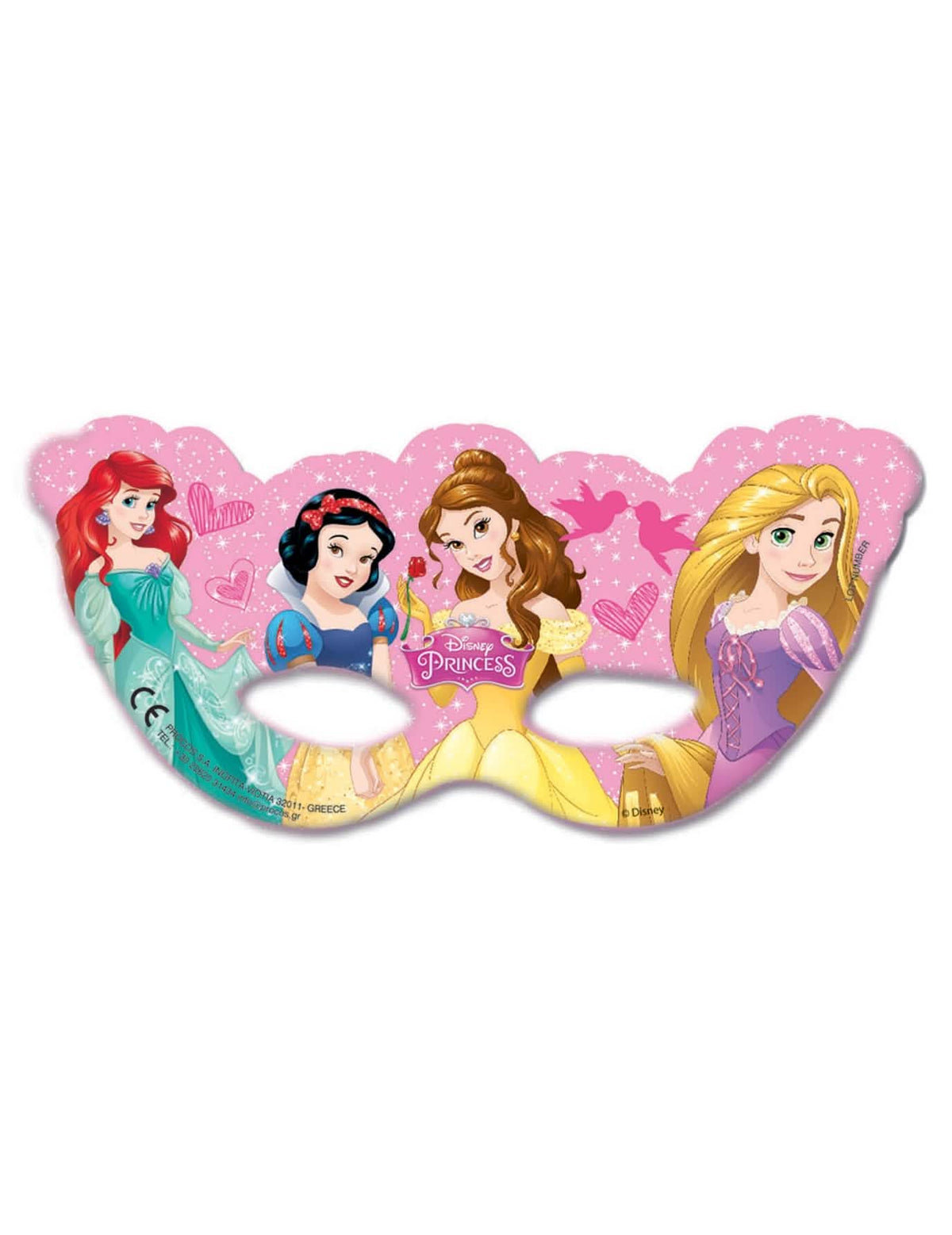 Maska princezny Disney pro dítě růžová s Ariel, Sněhurkou, kráska a Rapunzel