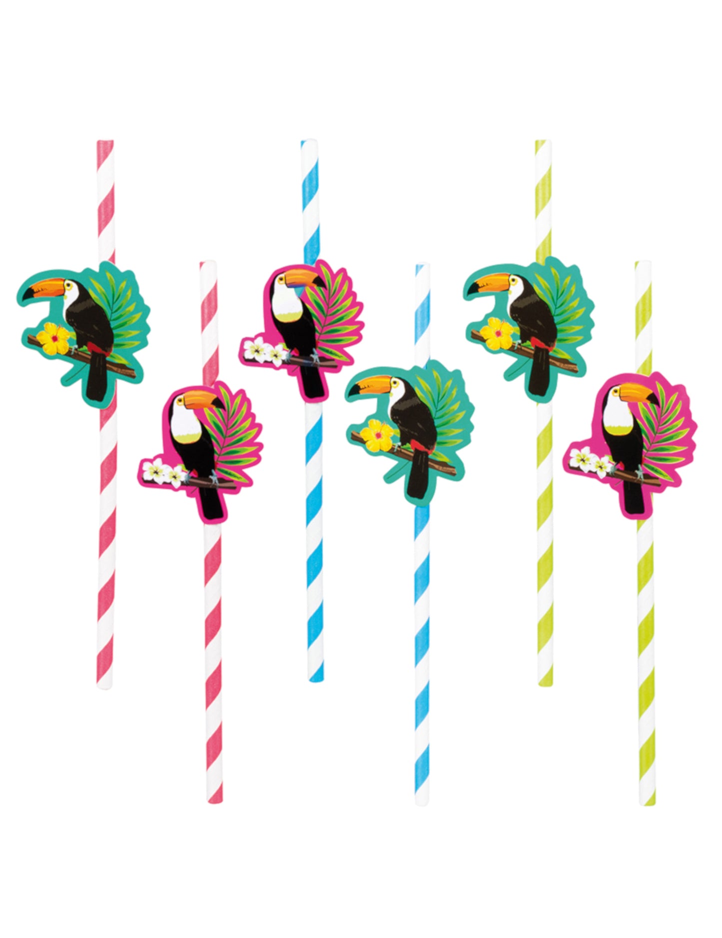 6 Toucanské lepenkové brčka 20 cm
