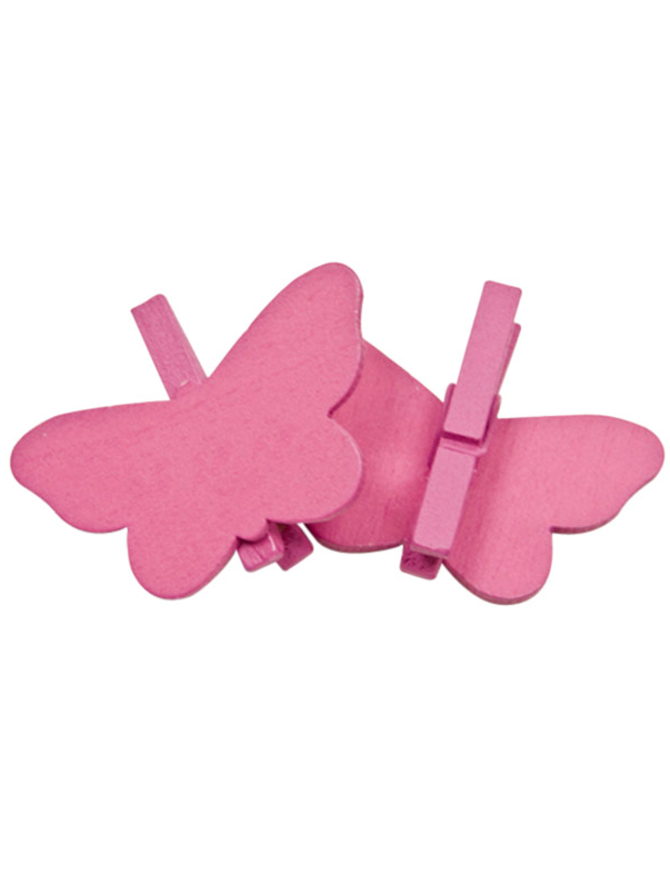 Papillons sur pince à linge marque-places fuchsia
