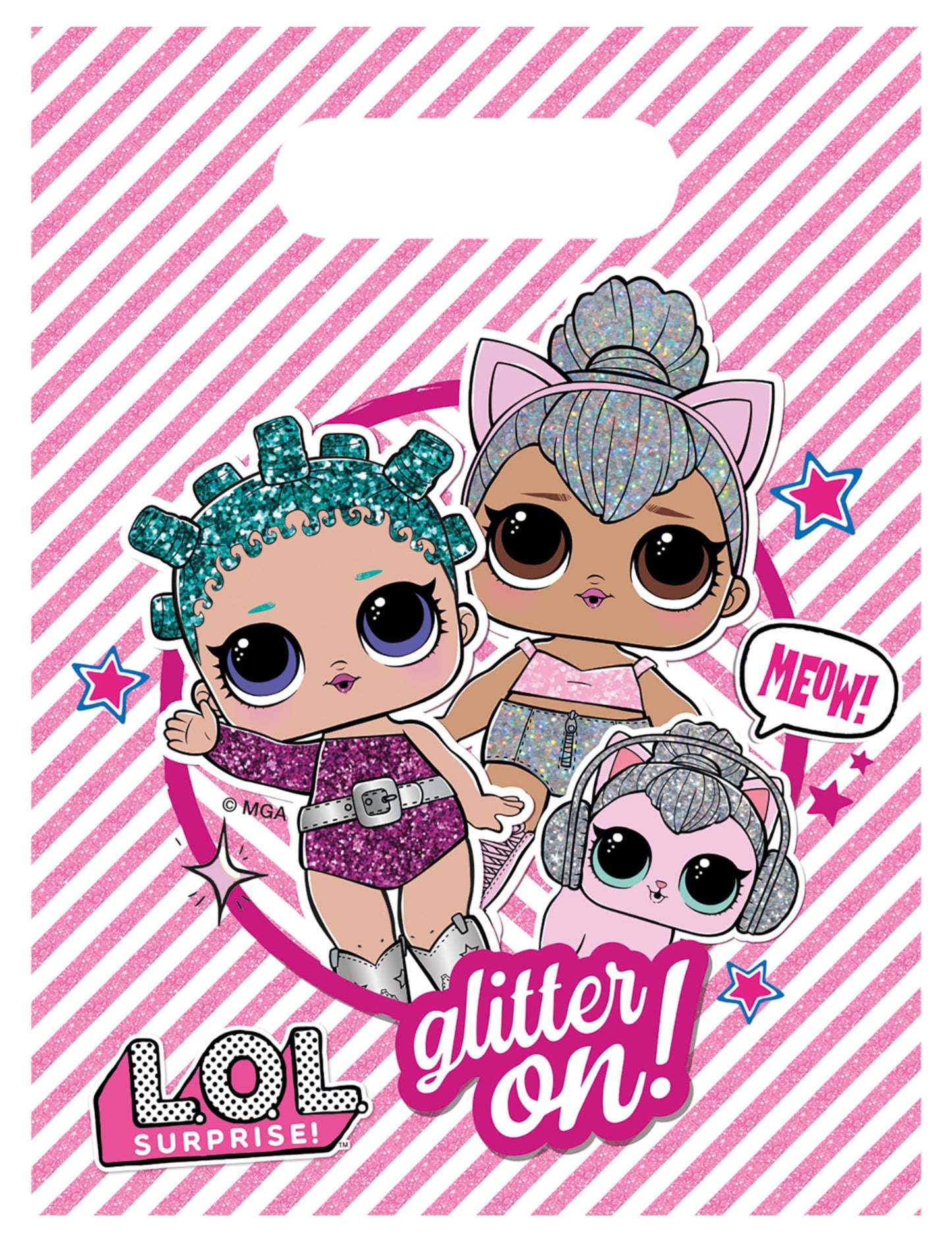 Sachets de fête LOL Surprise pour enfant rose et blanc à paillettes
