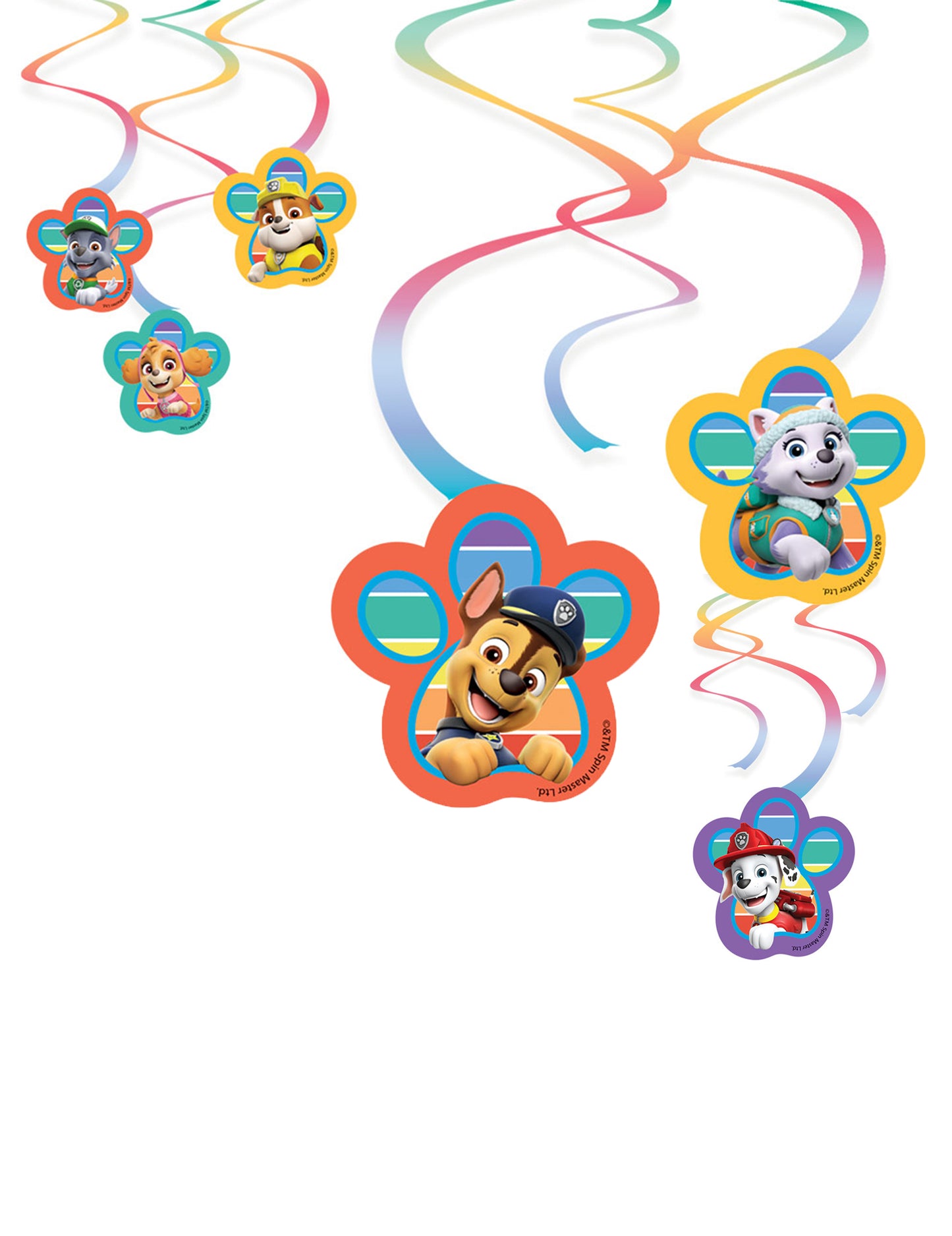 6 papírových spirál Tlapková patrola cm