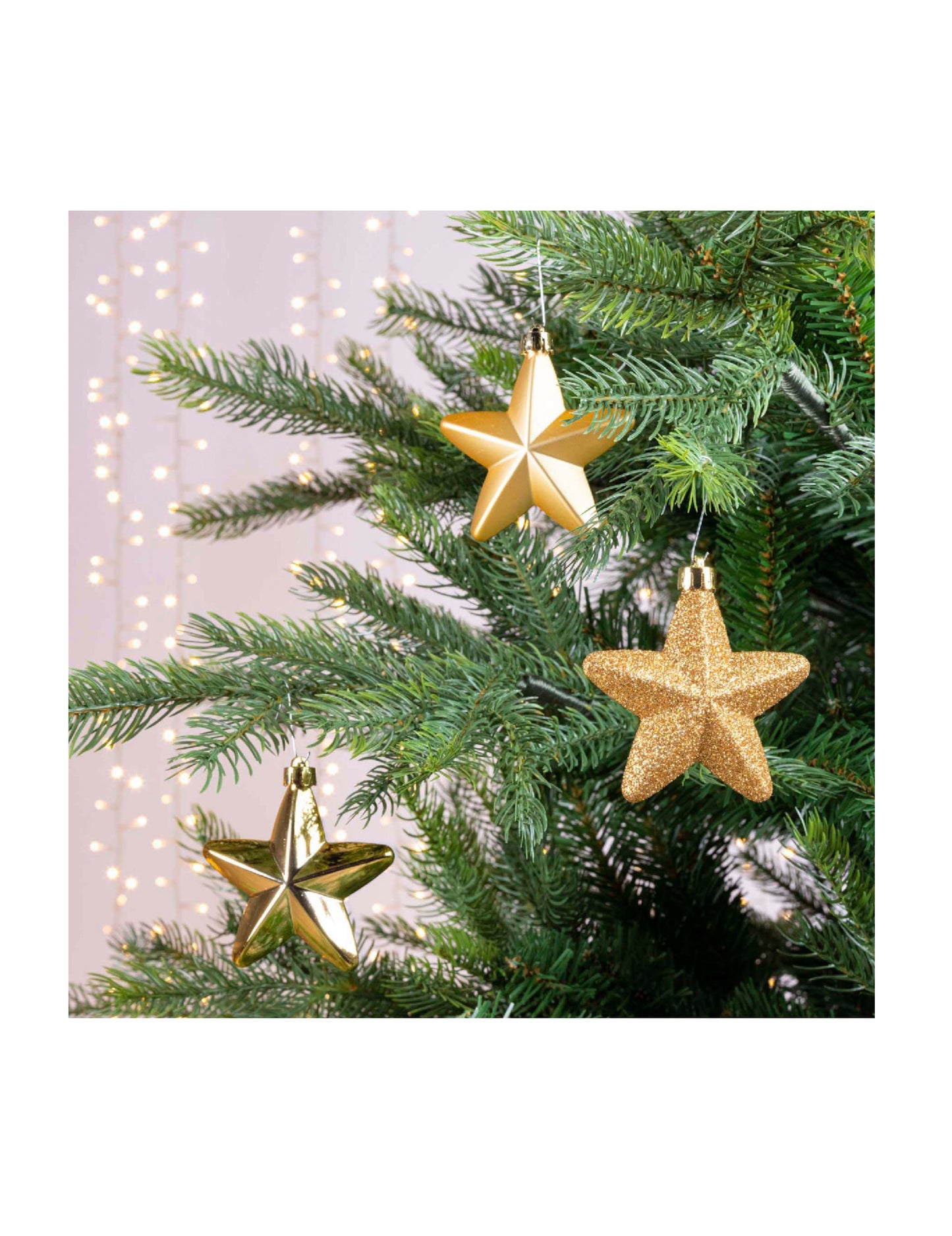 6 zlatých věšáků na stromeček se hvězdami 7,5 cm