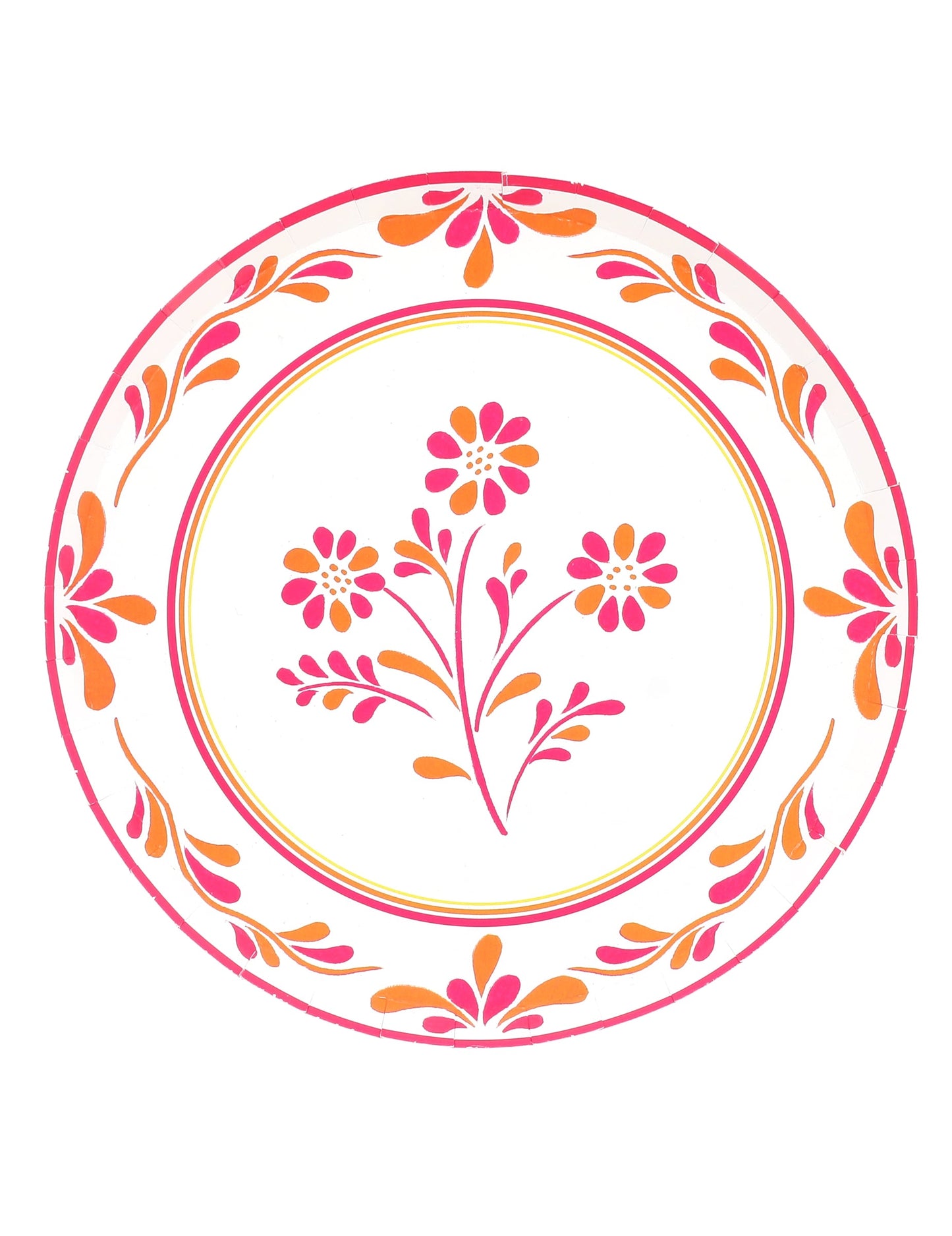 Assiettes en carton Pink Limonade rose et orange à motifs fleurs
