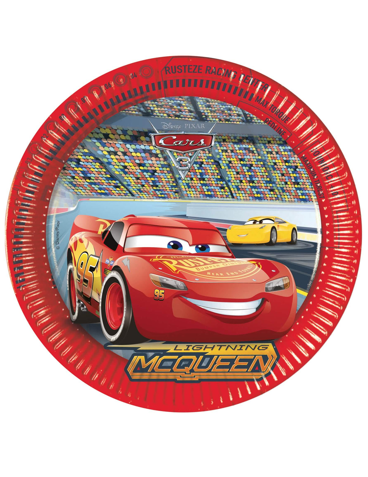 Papírové talíře Cars 3 pro dítě červené s Flash McQueen