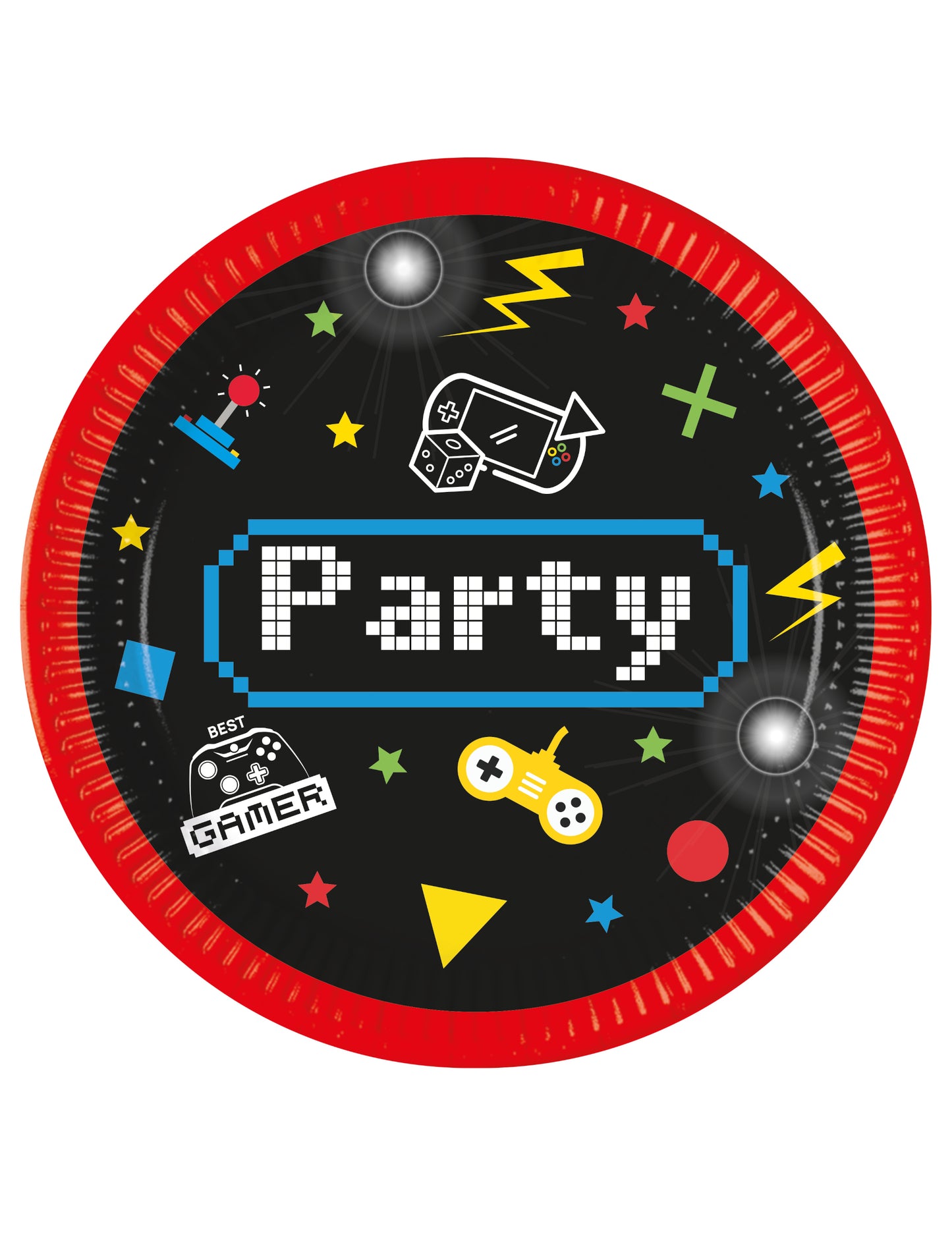 8 papírových talířů na herní párty 23 cm