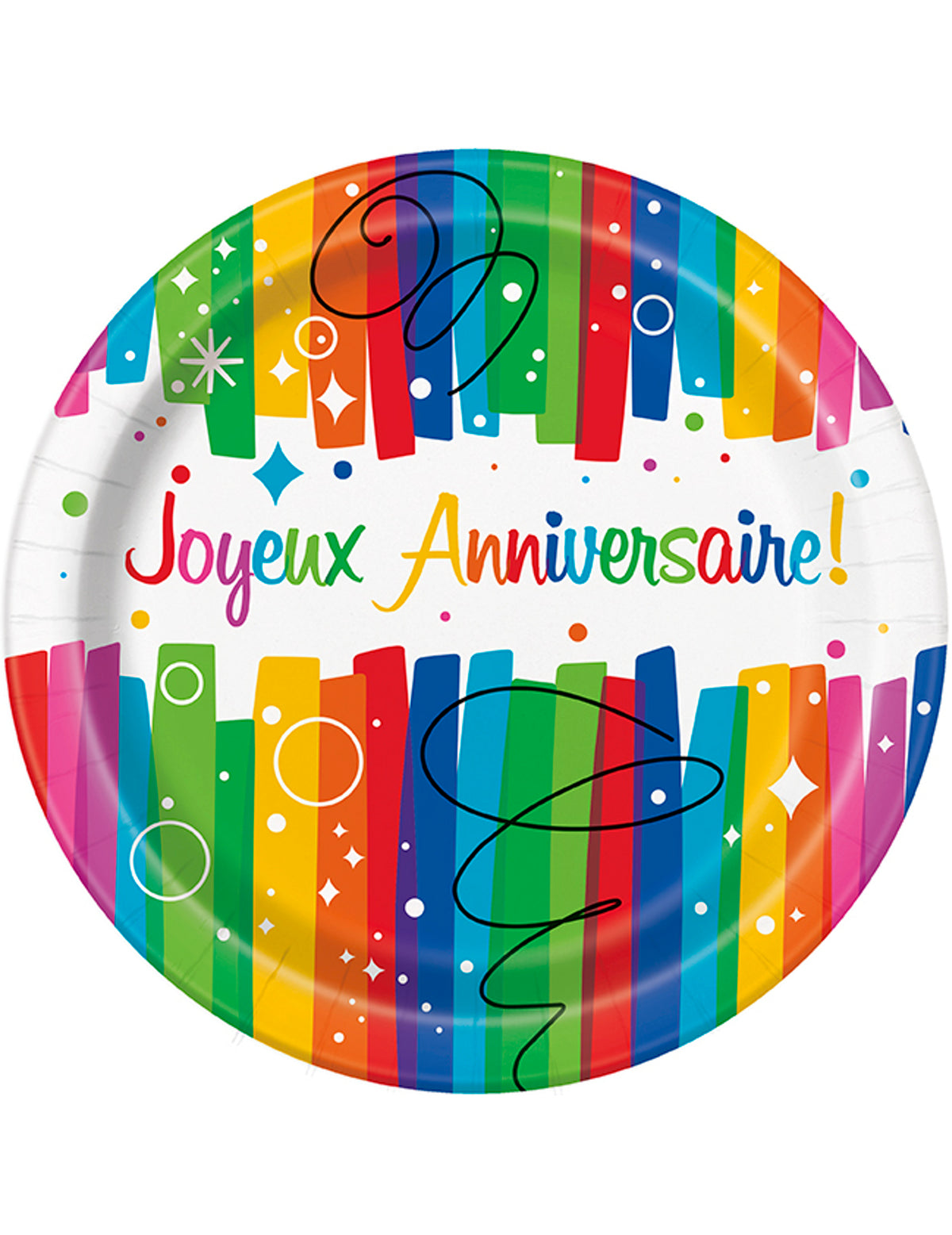 Assiettes en carton Joyeux anniversaire pour table de fête multicolores