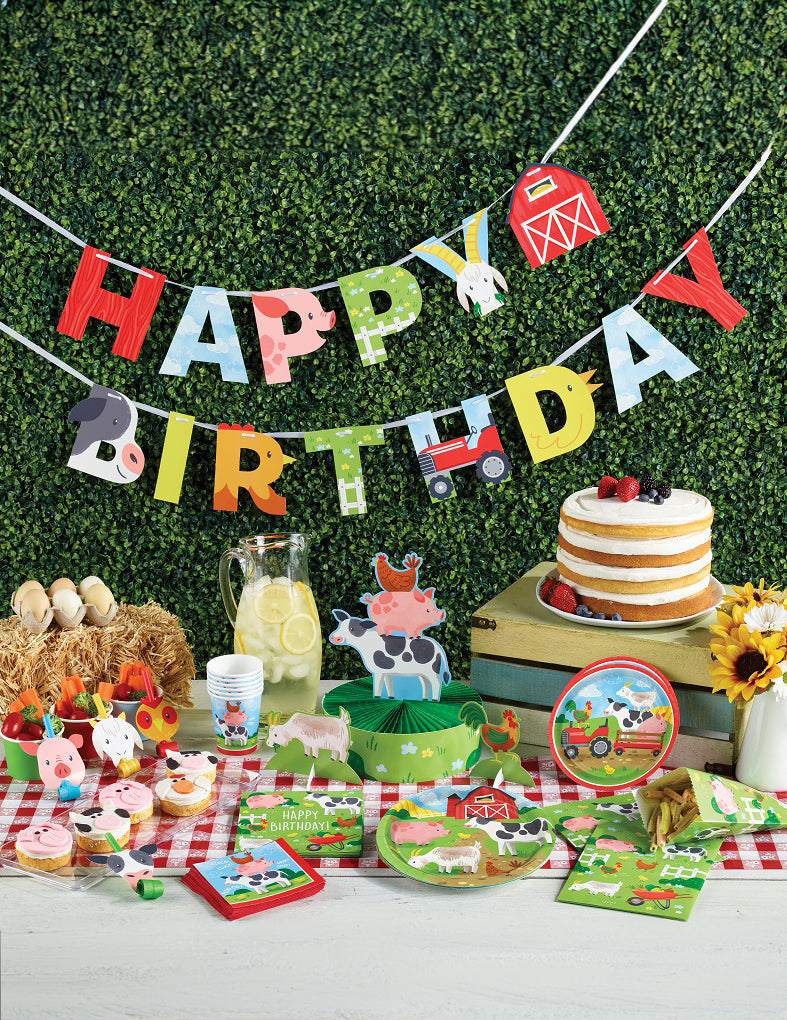 8 malých farmářských papírových talířů 23 cm zvířat