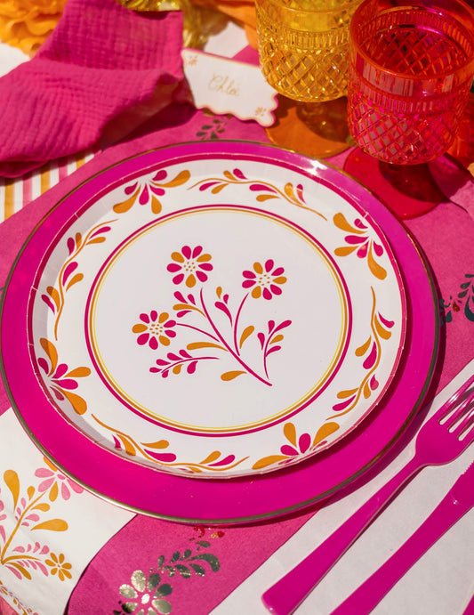 8 papírových talířů Pink Limonade 23 cm