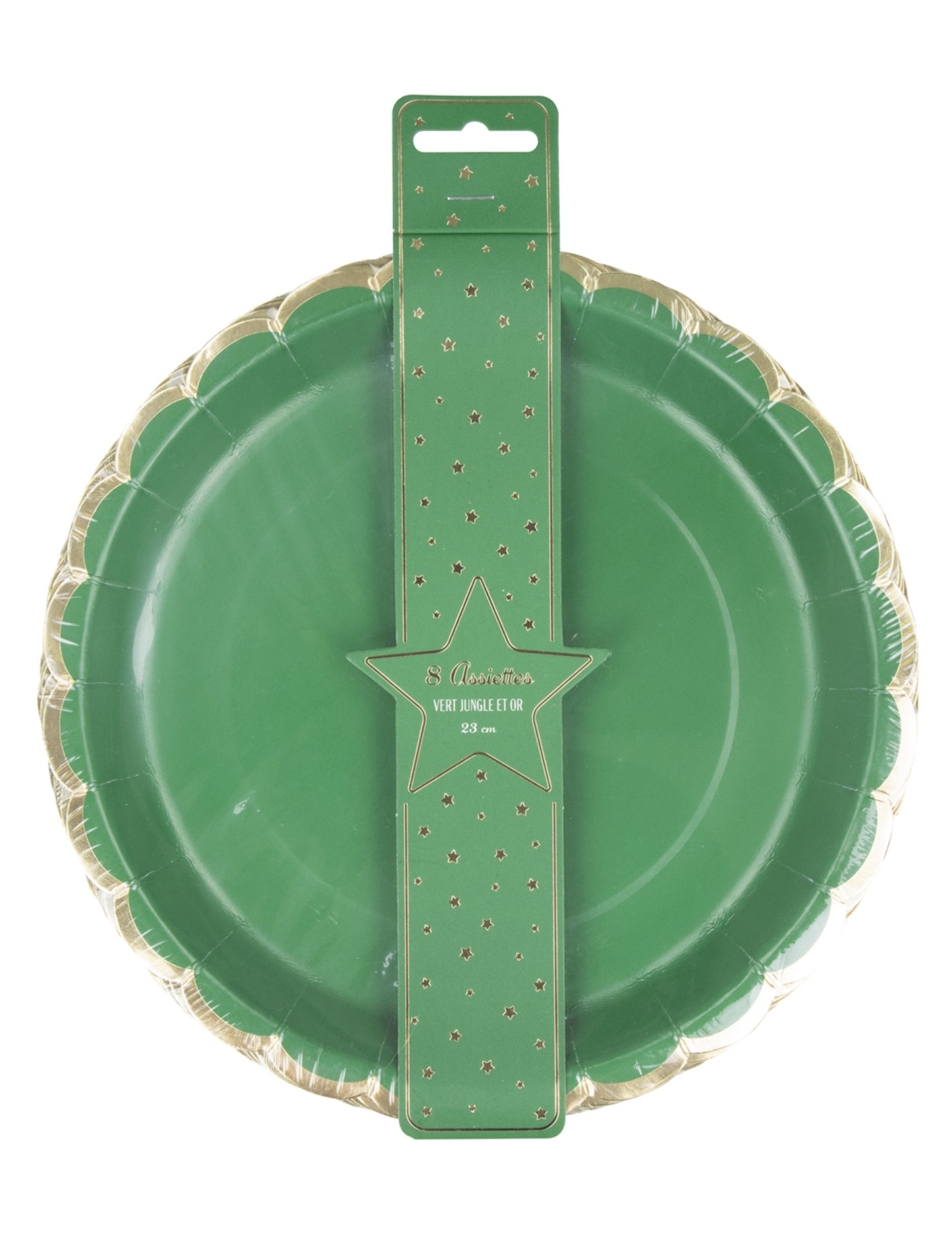 8 vroubkovaných zelených a zlatých kartonových desek 23 cm na Vánoce