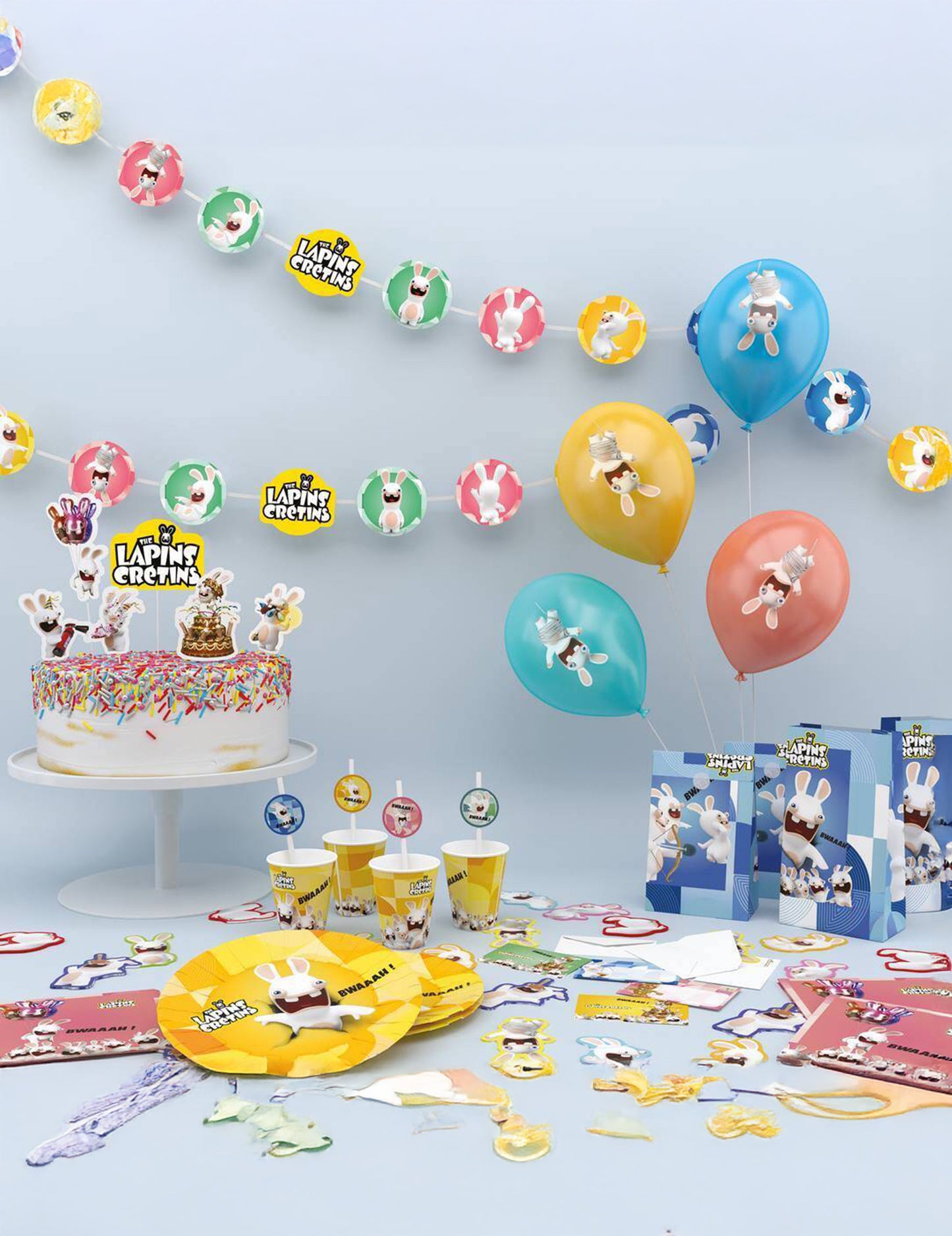 8 Cartes d'invitation avec enveloppes Lapins crétins
