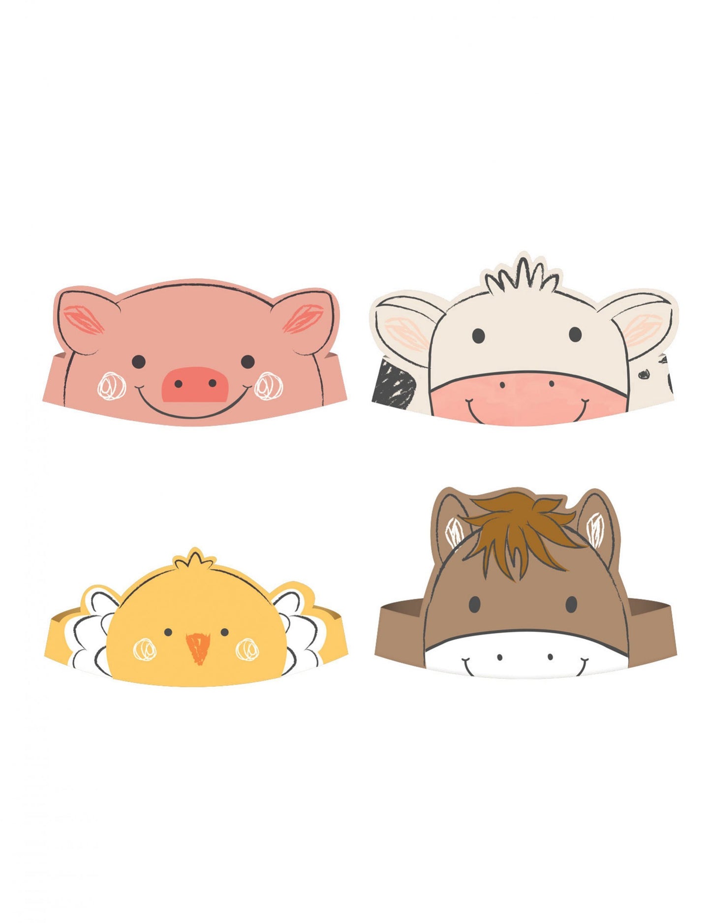 8 kartonových klobouků na oslavu narozenin na zvířecí farmě