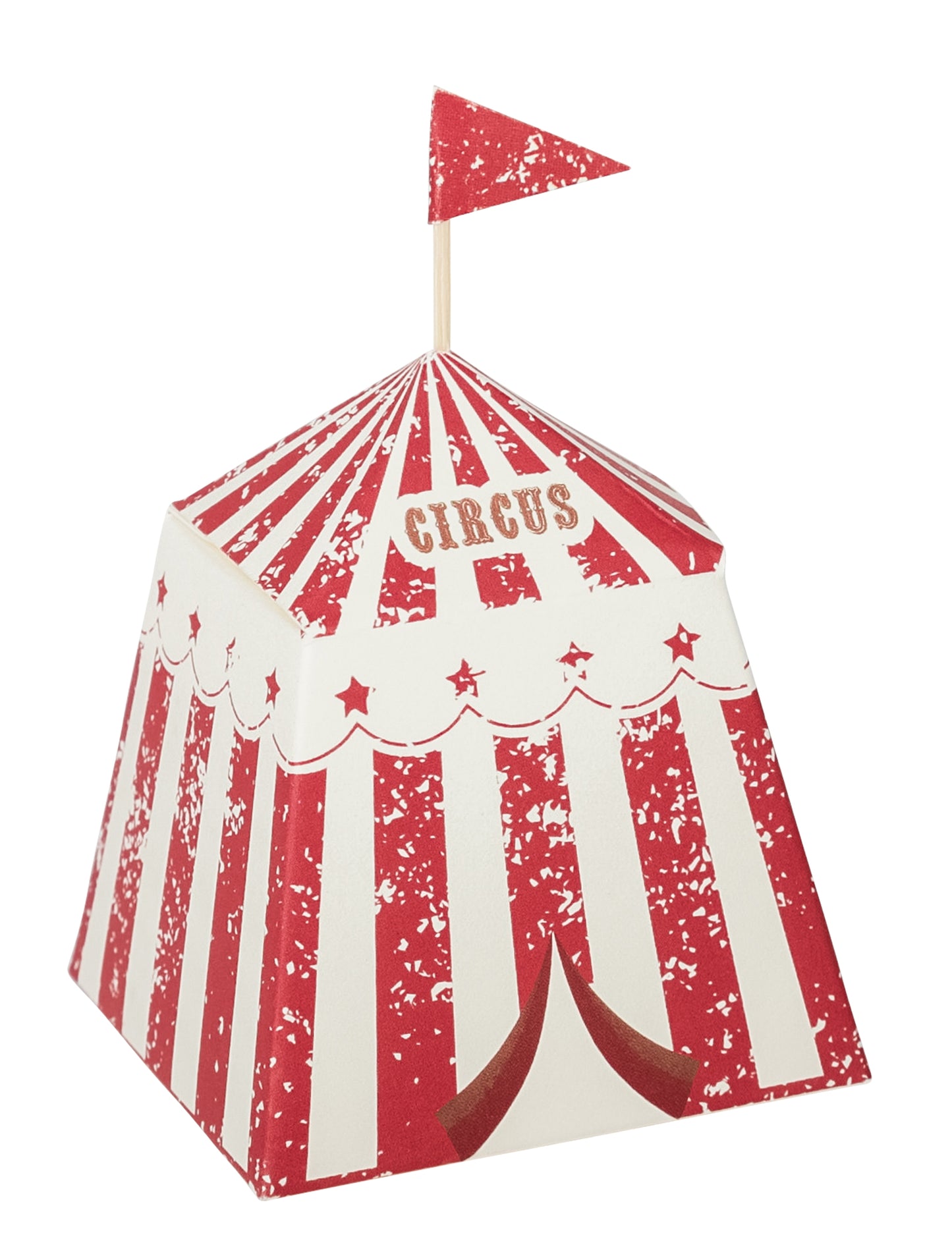 Contenant chapiteau de cirque vintage pour fête rouge et blanc en papier