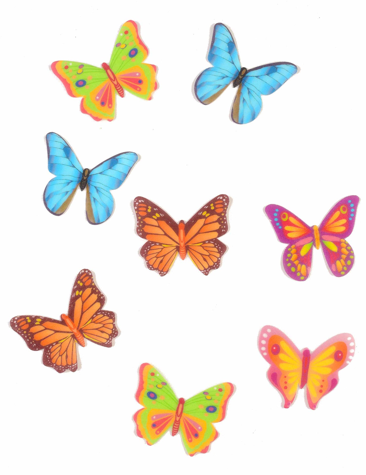 8 oplatkových ozdob na dort s motýly 4 cm