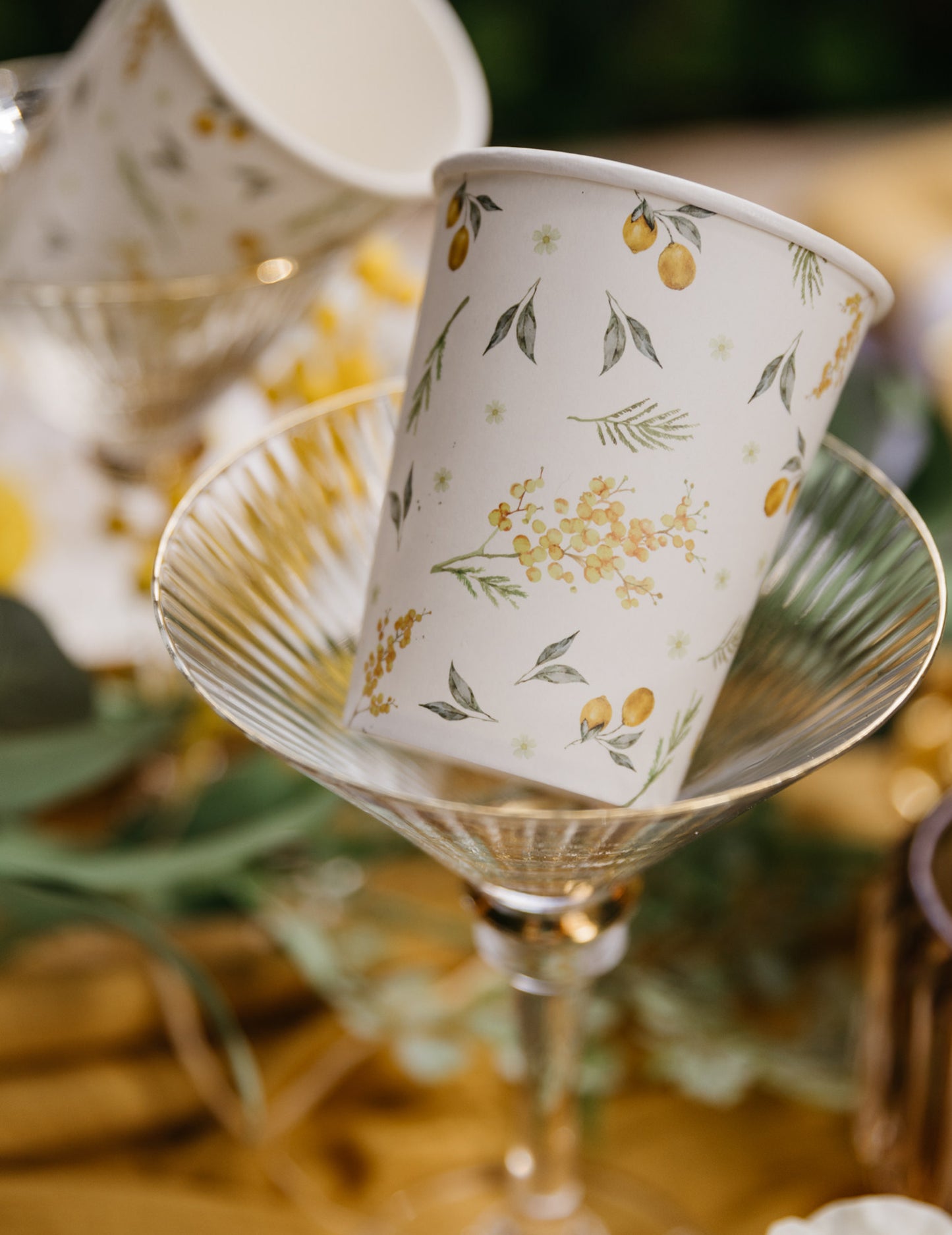 8 kartonových pohárků na citron a listy 255 ml k narozeninám