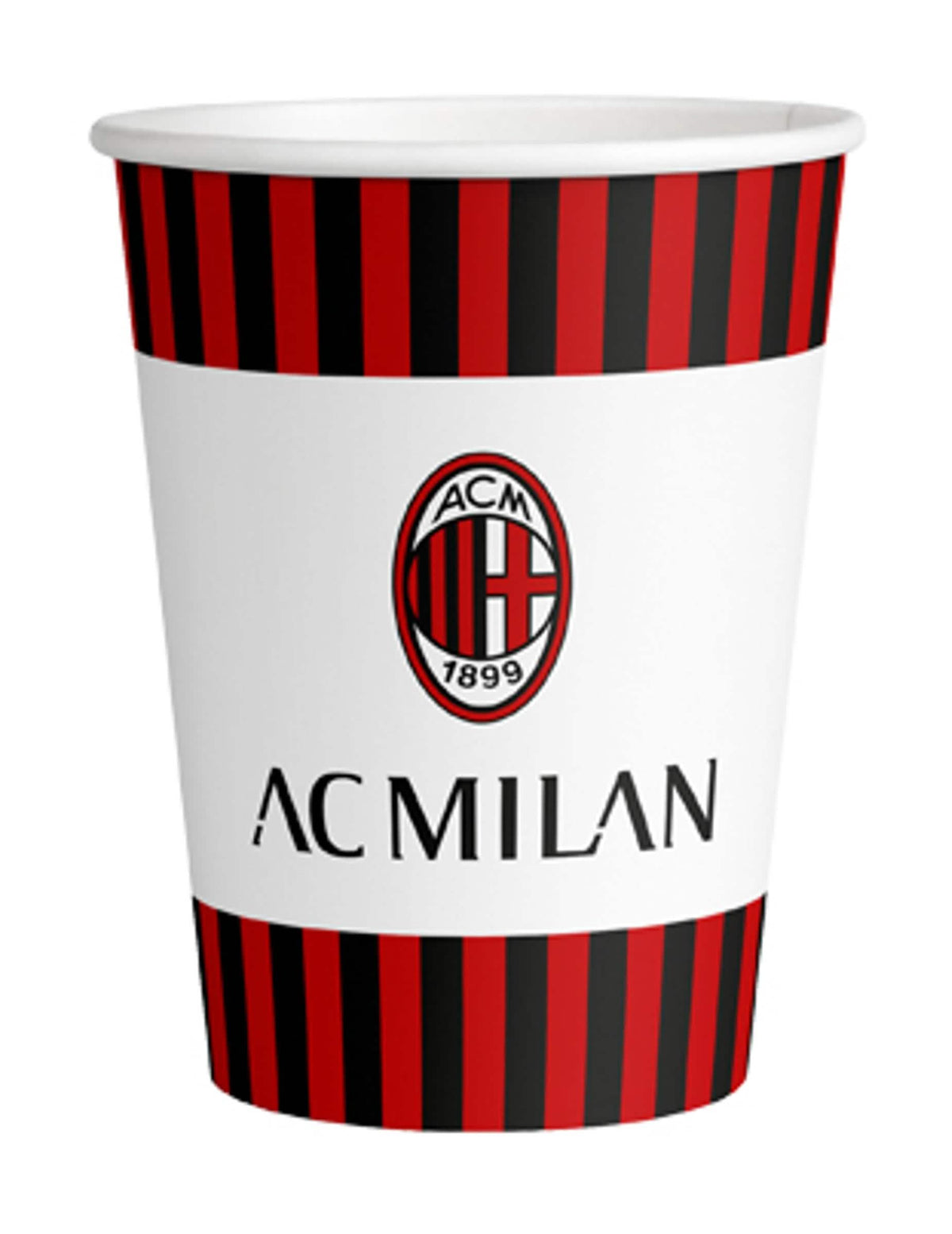 Papírové kelímky AC Milan na červená a černá oslavu s logem