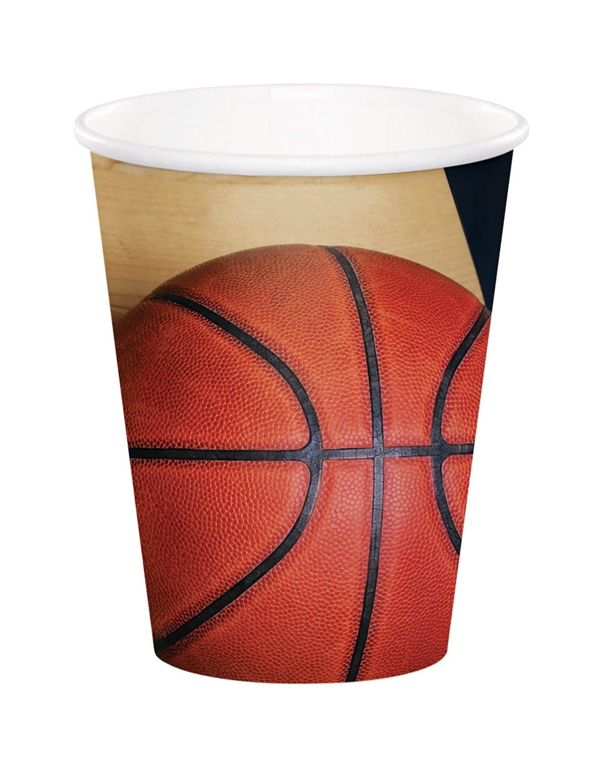 8 Kartonové kelímky Basketbalový míč na párty oranžová s motivem basketbalového míče