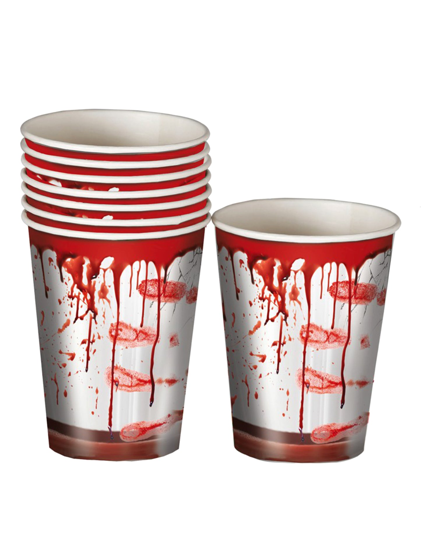 6 krvavých halloweenských kartonových šálků 240 ml