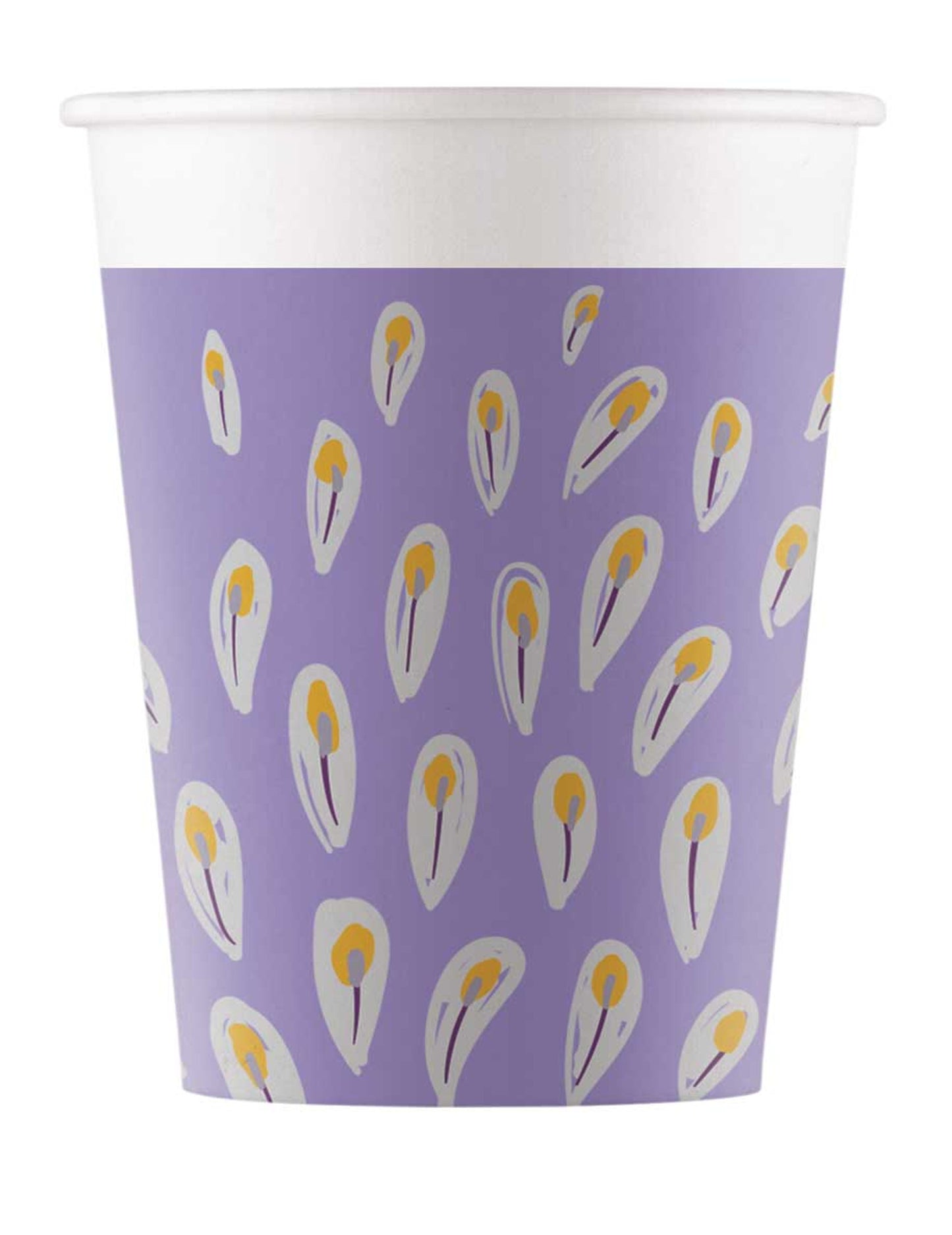 8 pávových metalických kartonových kelímků 200 ml fialové