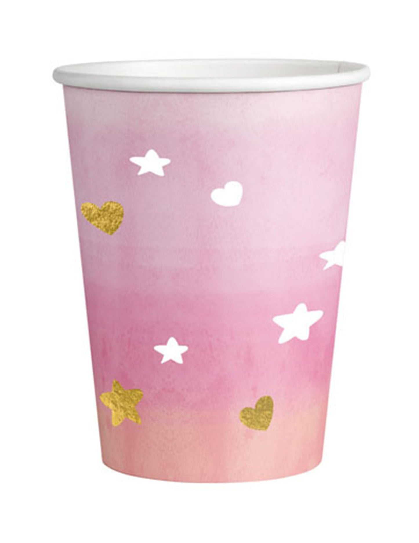 8 oh baby růžové a zlaté papírové kelímky 250 ml na miminko