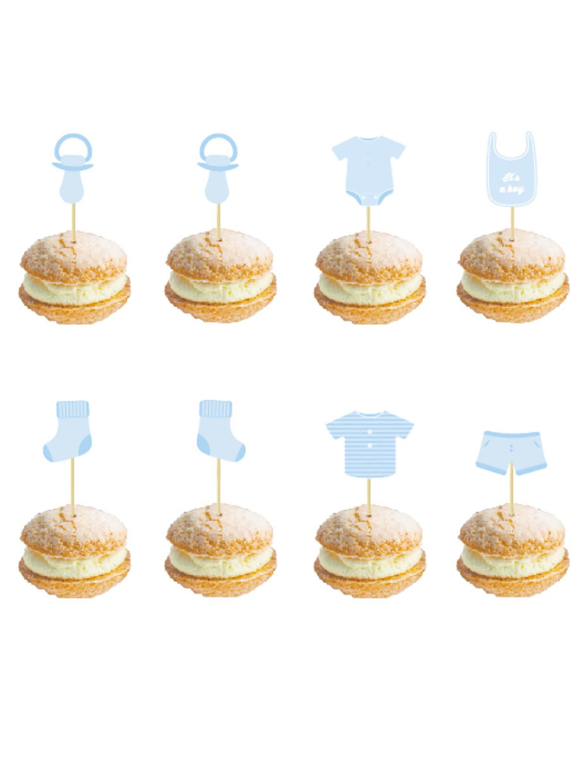 Dřevěné modrá špendlíky pro miminko na baby shower s motivy narození
