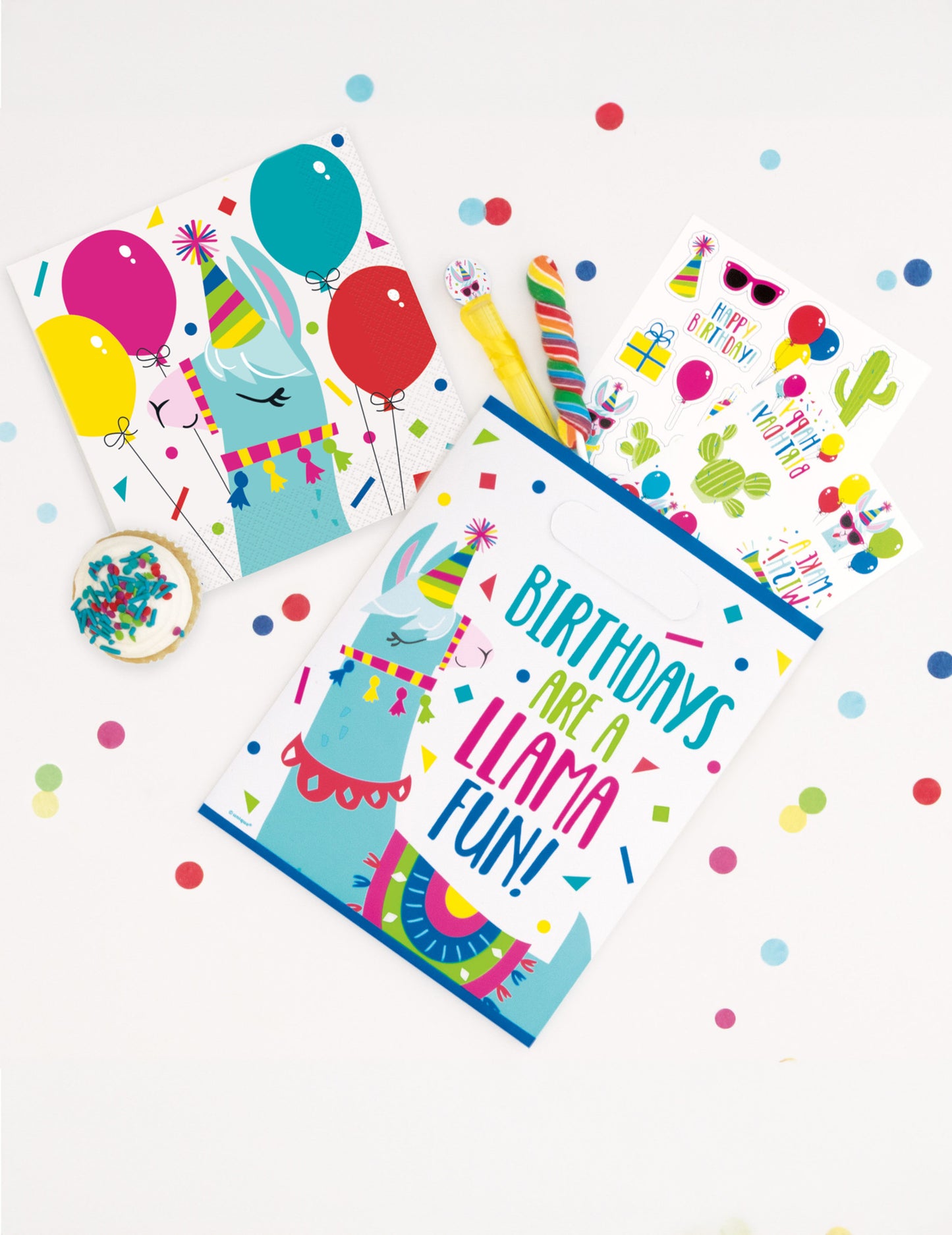 8 sacs cadeaux lama pour anniversaire enfant