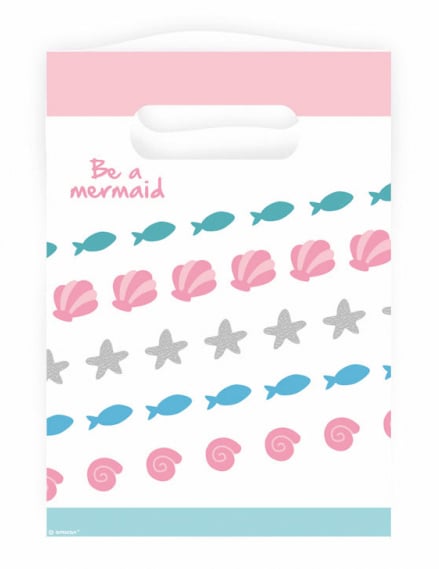 Sacs cadeau sirène pour enfant rose et bleu à motifs marins