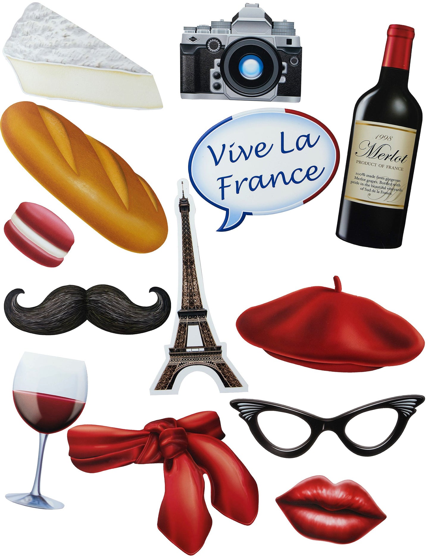 Francouzské téma Photobooth Kit 13 Příslušenství