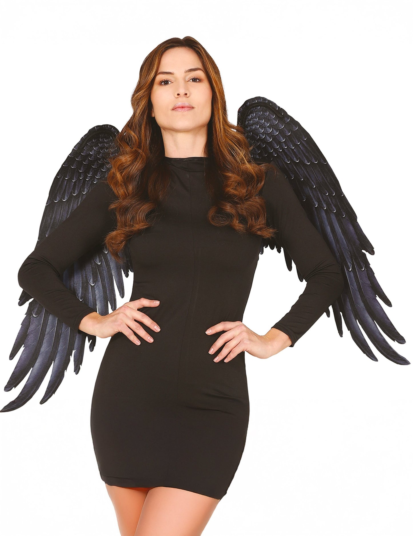 Andělská křídla z černé látky pro dospělé v gotickém stylu