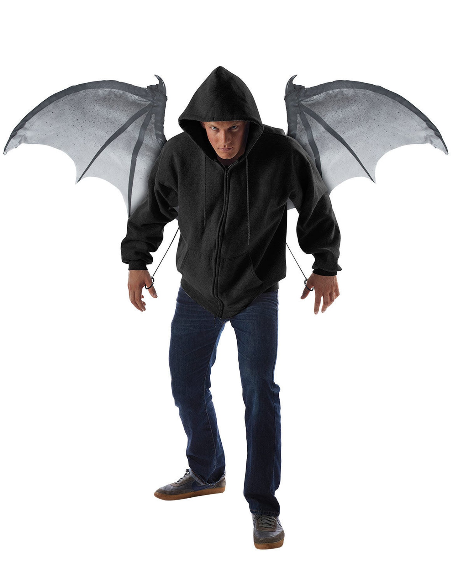 Ailes pliables chauve-souris démon pour adulte gris et noir