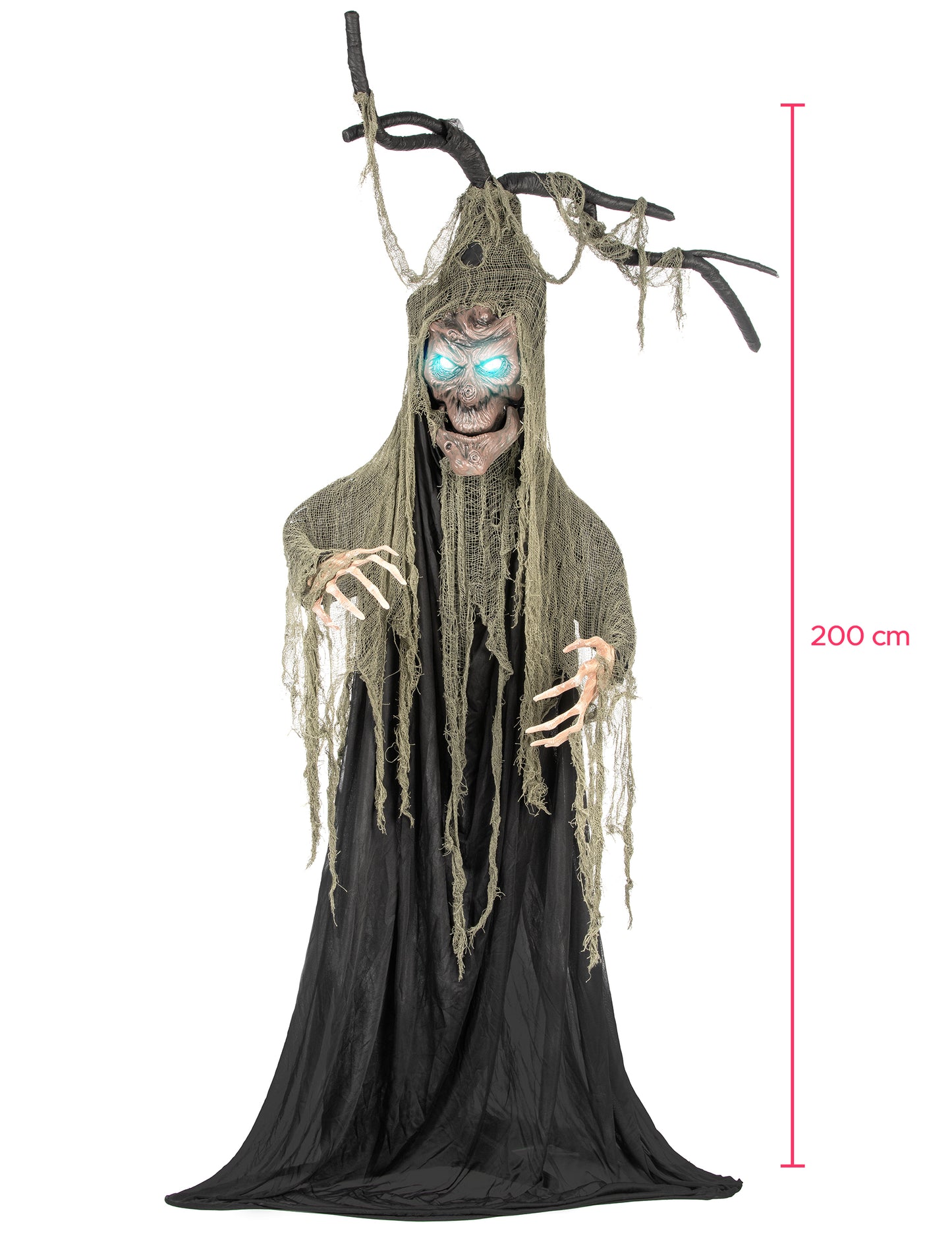 2m halloweenský strašidelný strom se světly a zvuky