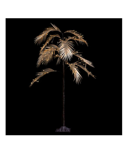 Vue d'ensemble sur fond noir de l'arbre palmier lumineux doré avec 90 led