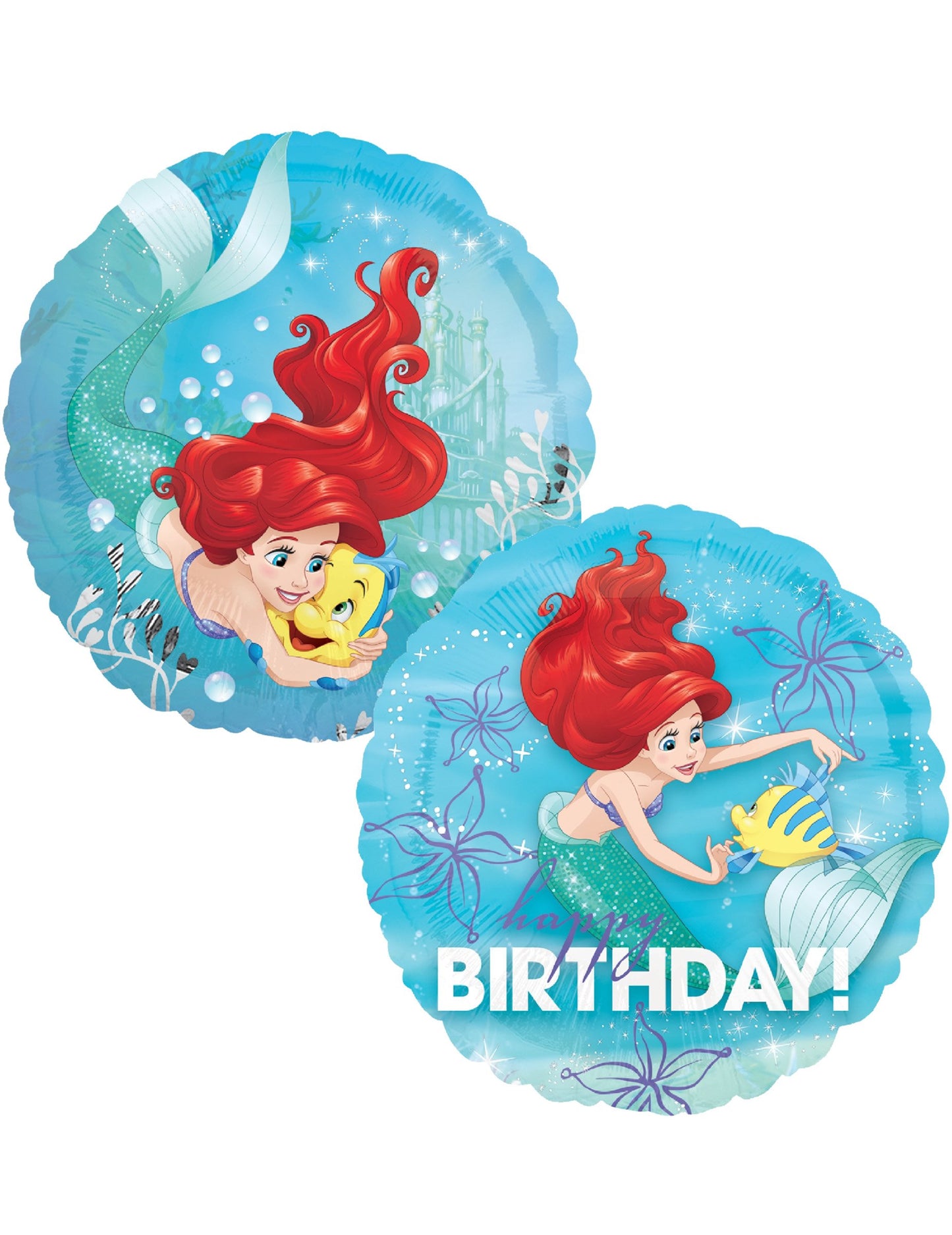 Ballon aluminium Ariel la Petite Sirène Happy Birthday 43 cm